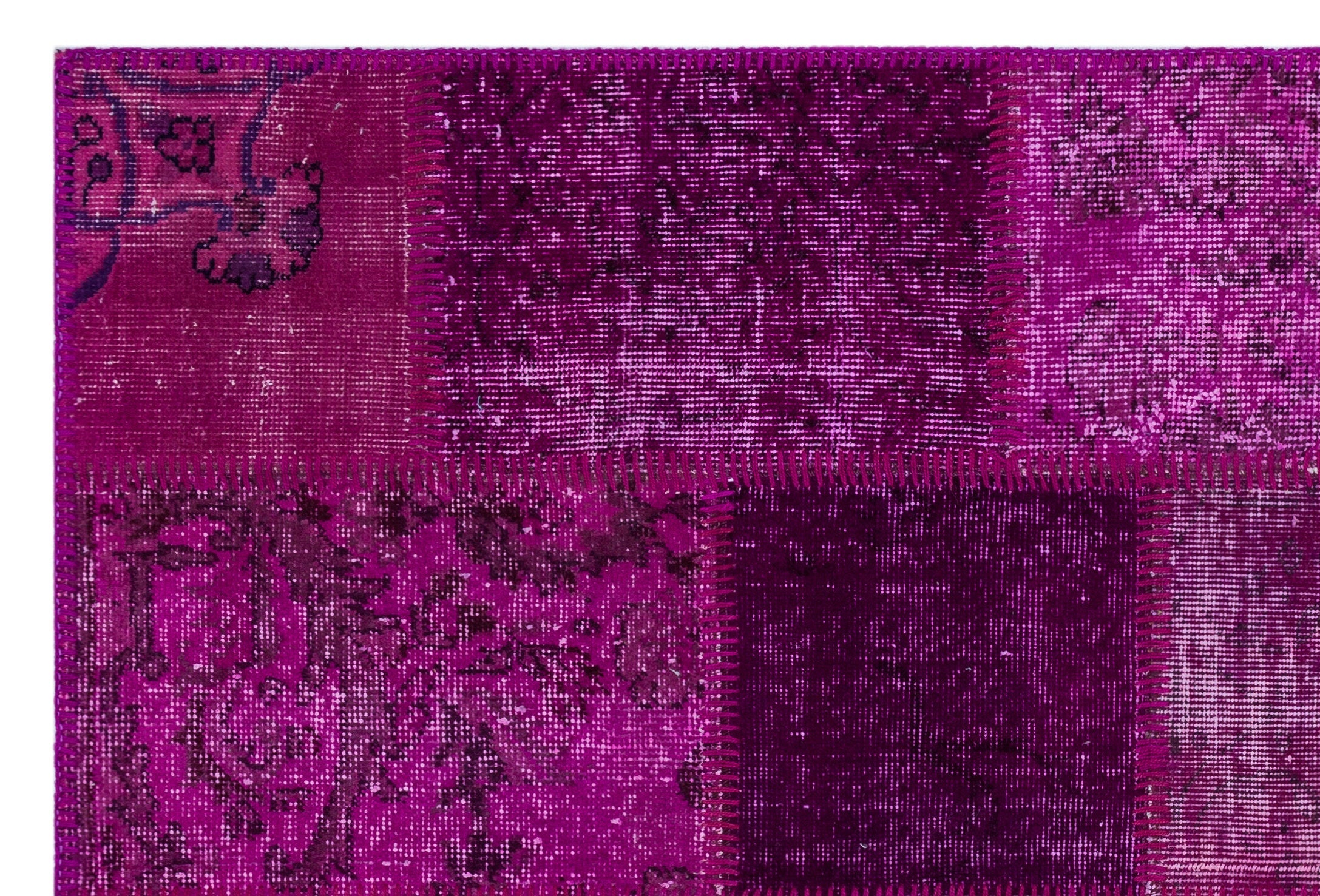 Iskece 26827 Pink Patchwork Wool Handmade Area Rug 3'11" x 5'11"