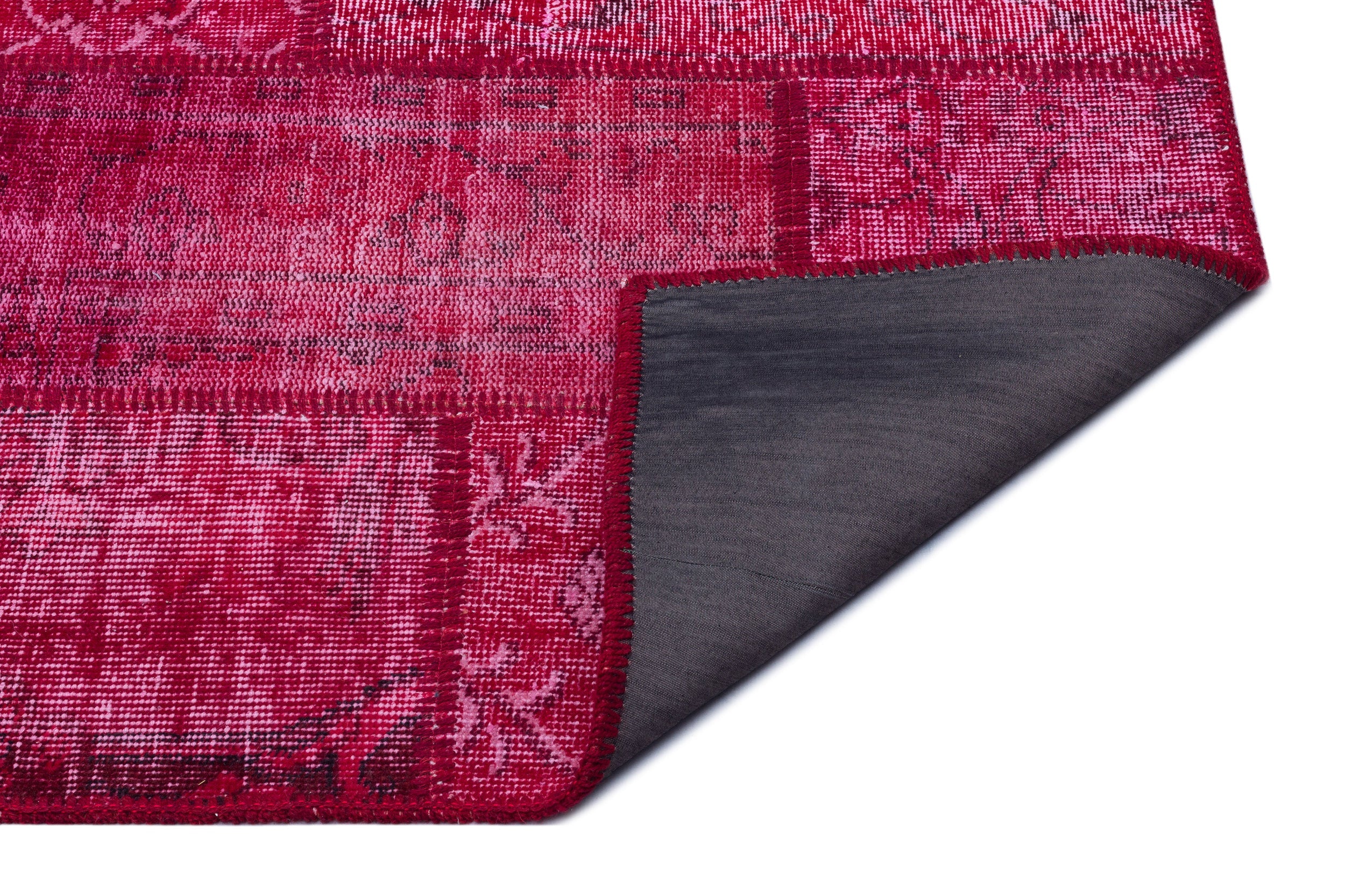 Iskece 26830 Red Patchwork Wool Handmade Area Rug 3'11" x 5'11"