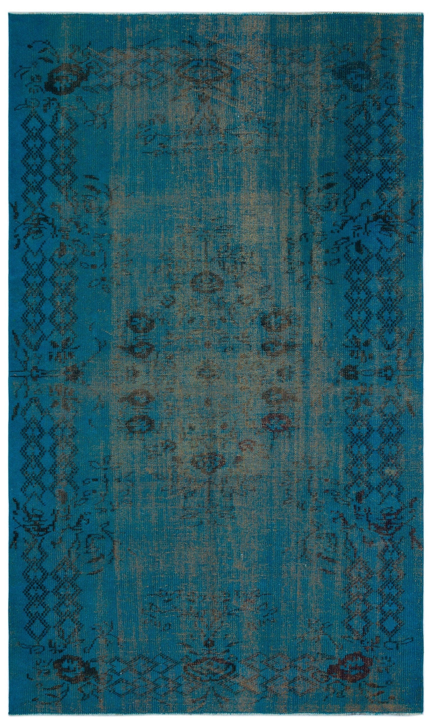 Atina Turquoise Vintage Wool Handmade Area Rug 4'11" x 8'2"