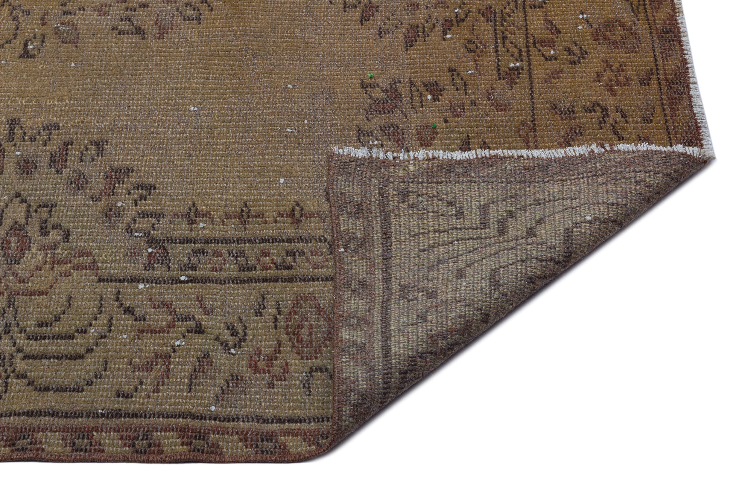 Atina Brown Vintage Wool Handmade Area Rug 5'6" x 8'6"