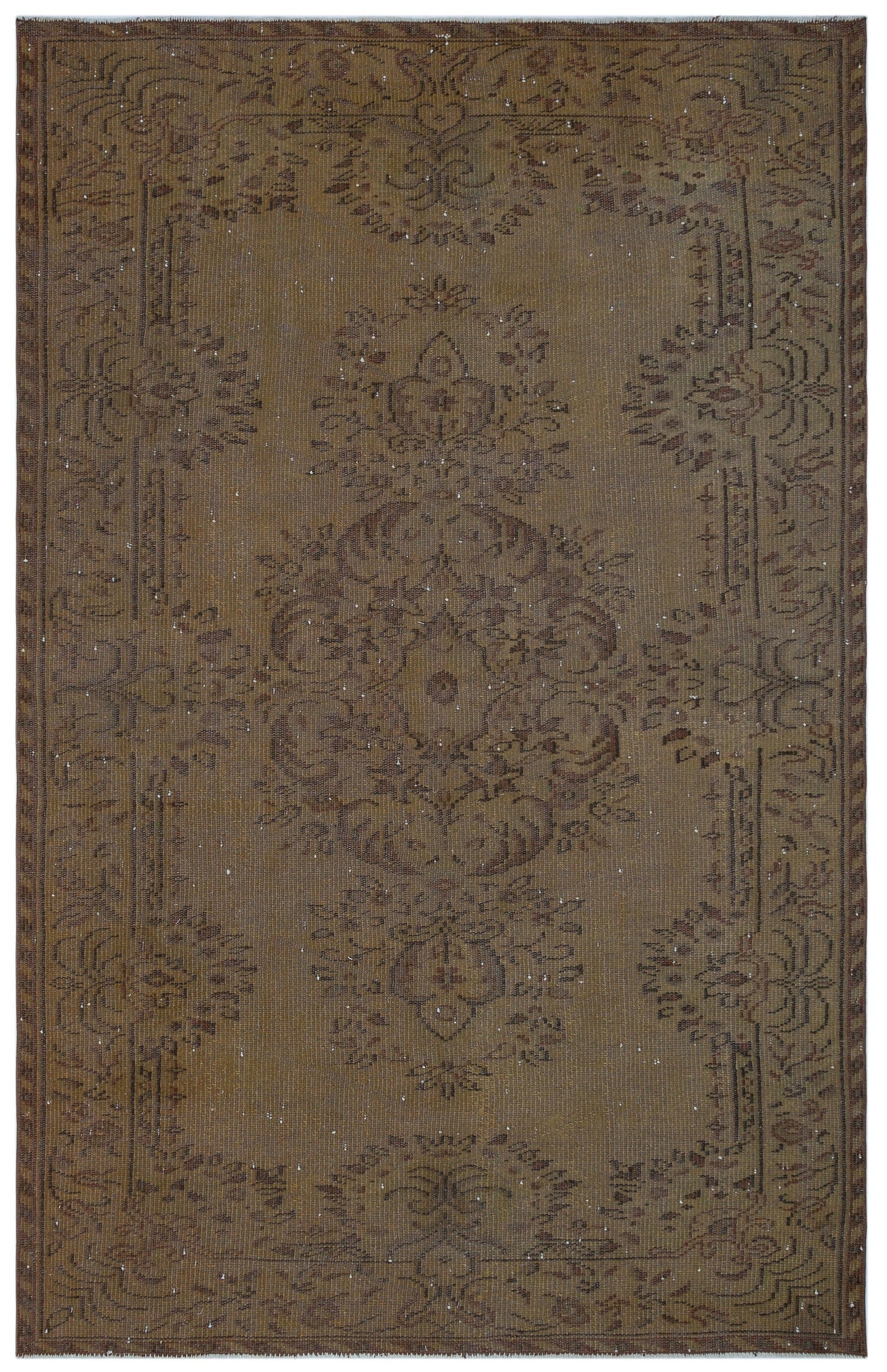 Atina Brown Vintage Wool Handmade Area Rug 5'6" x 8'6"