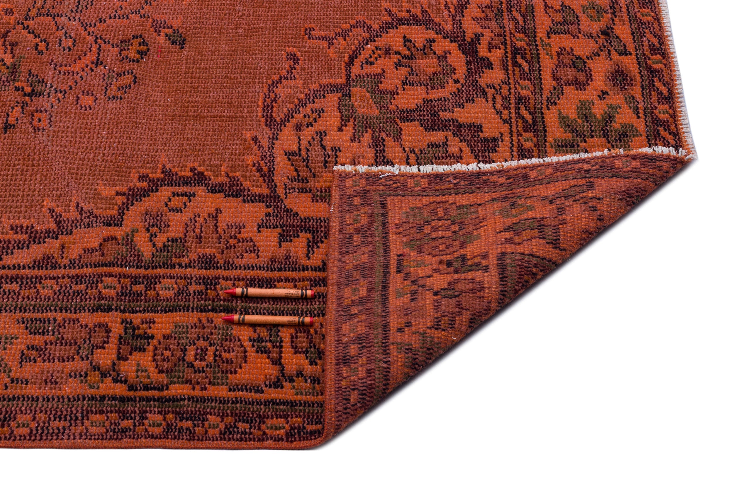 Atina Orange Vintage Wool Handmade Area Rug 5'8" x 7'11"