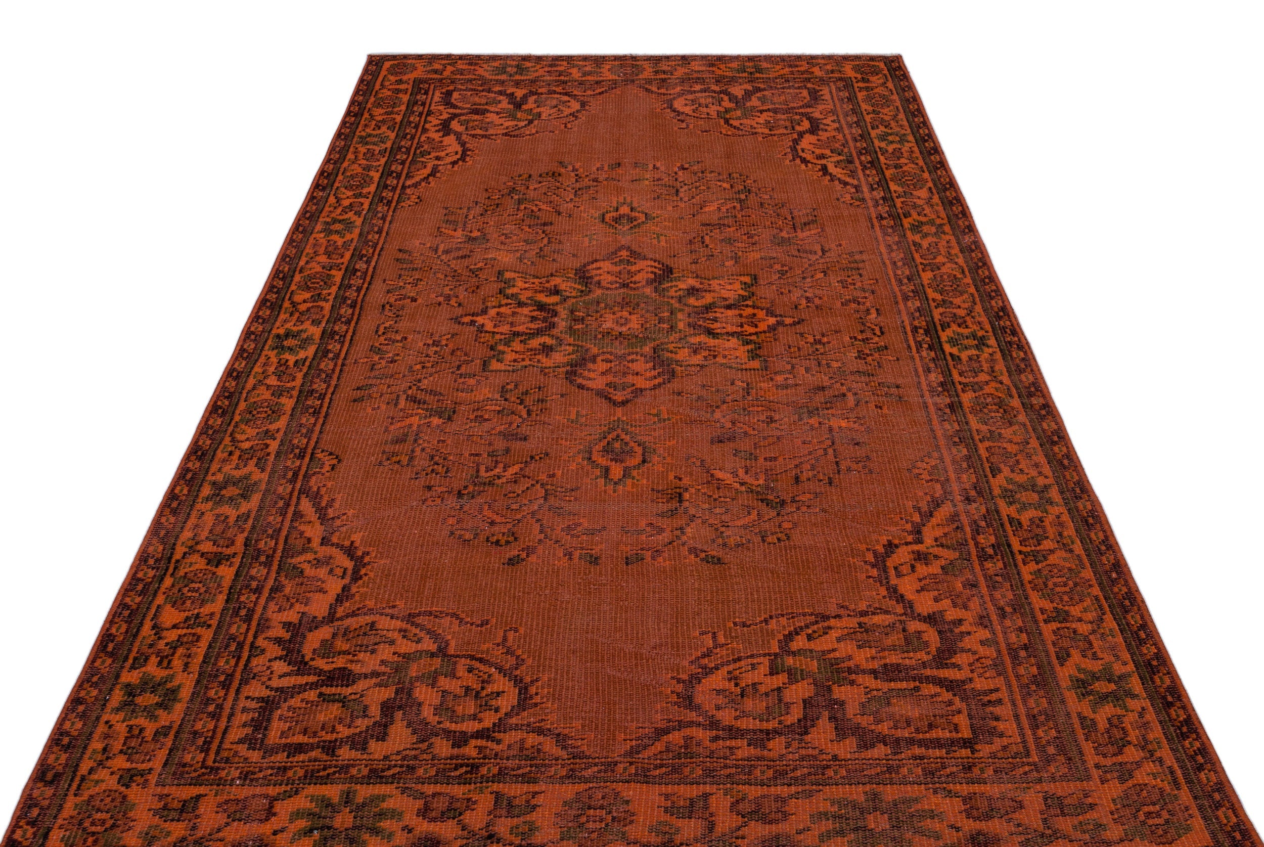 Atina Orange Vintage Wool Handmade Area Rug 5'8" x 7'11"