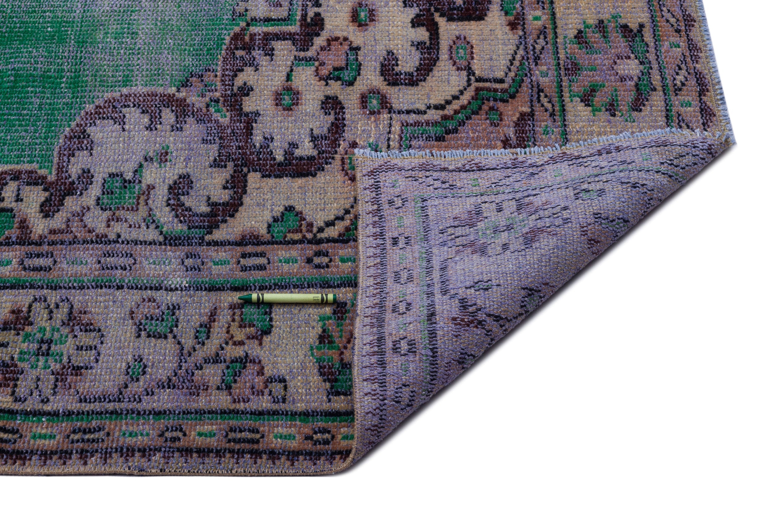 Atina Green Vintage Wool Handmade Area Rug 6'1" x 9'5"