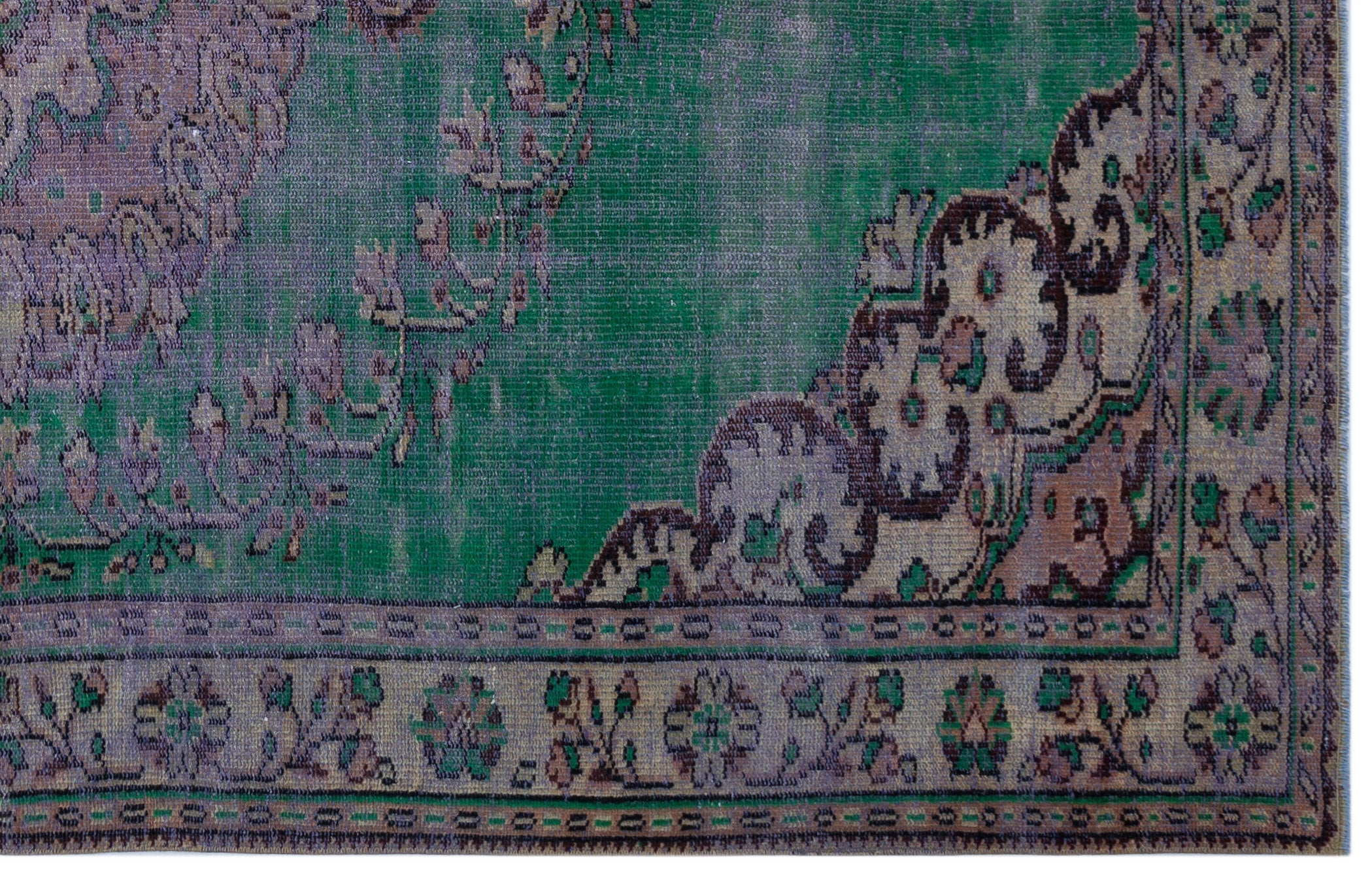 Atina Green Vintage Wool Handmade Area Rug 6'1" x 9'5"