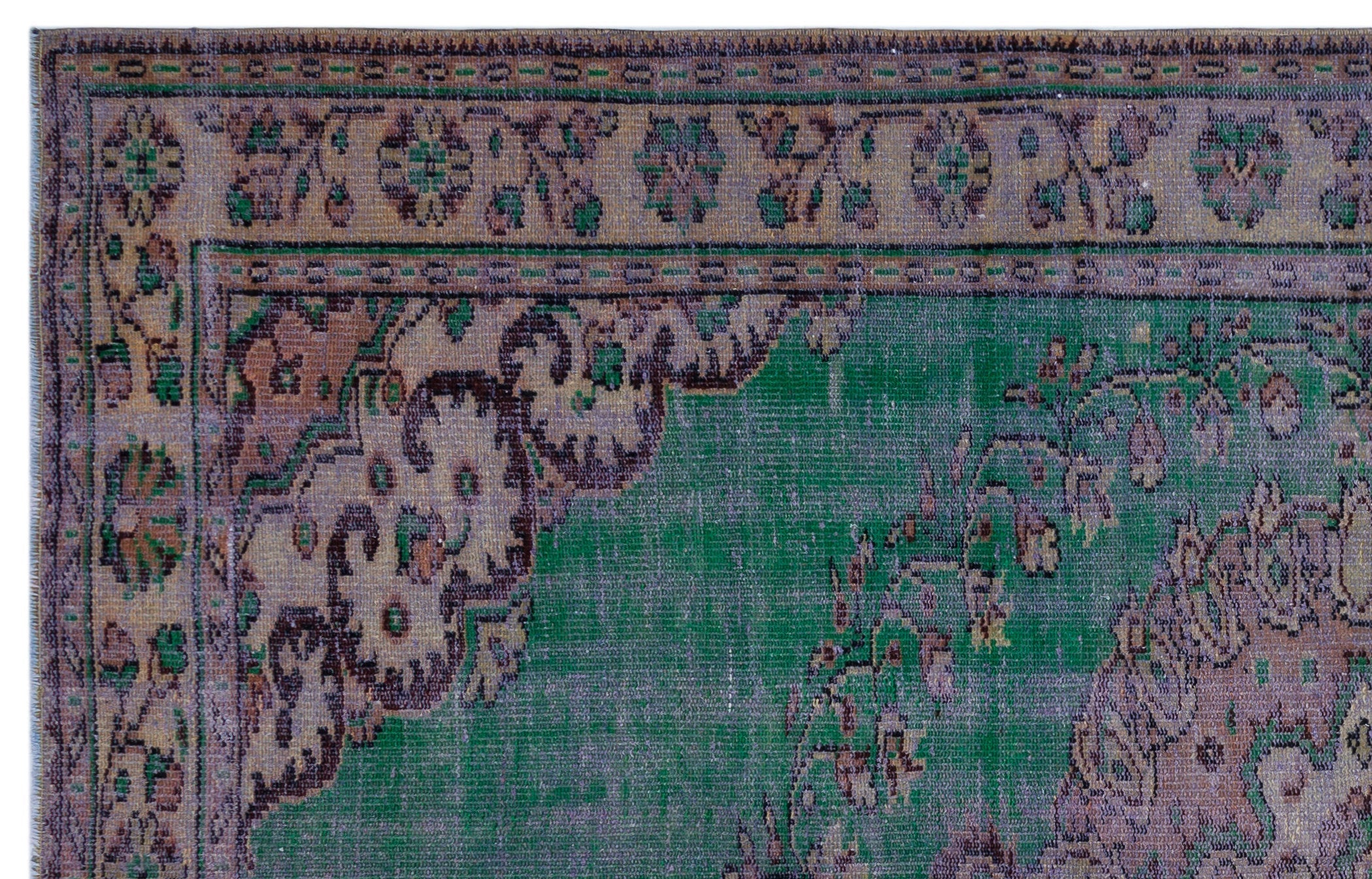 Atina Green Vintage Wool Handmade Area Rug 6'1" x 9'5"