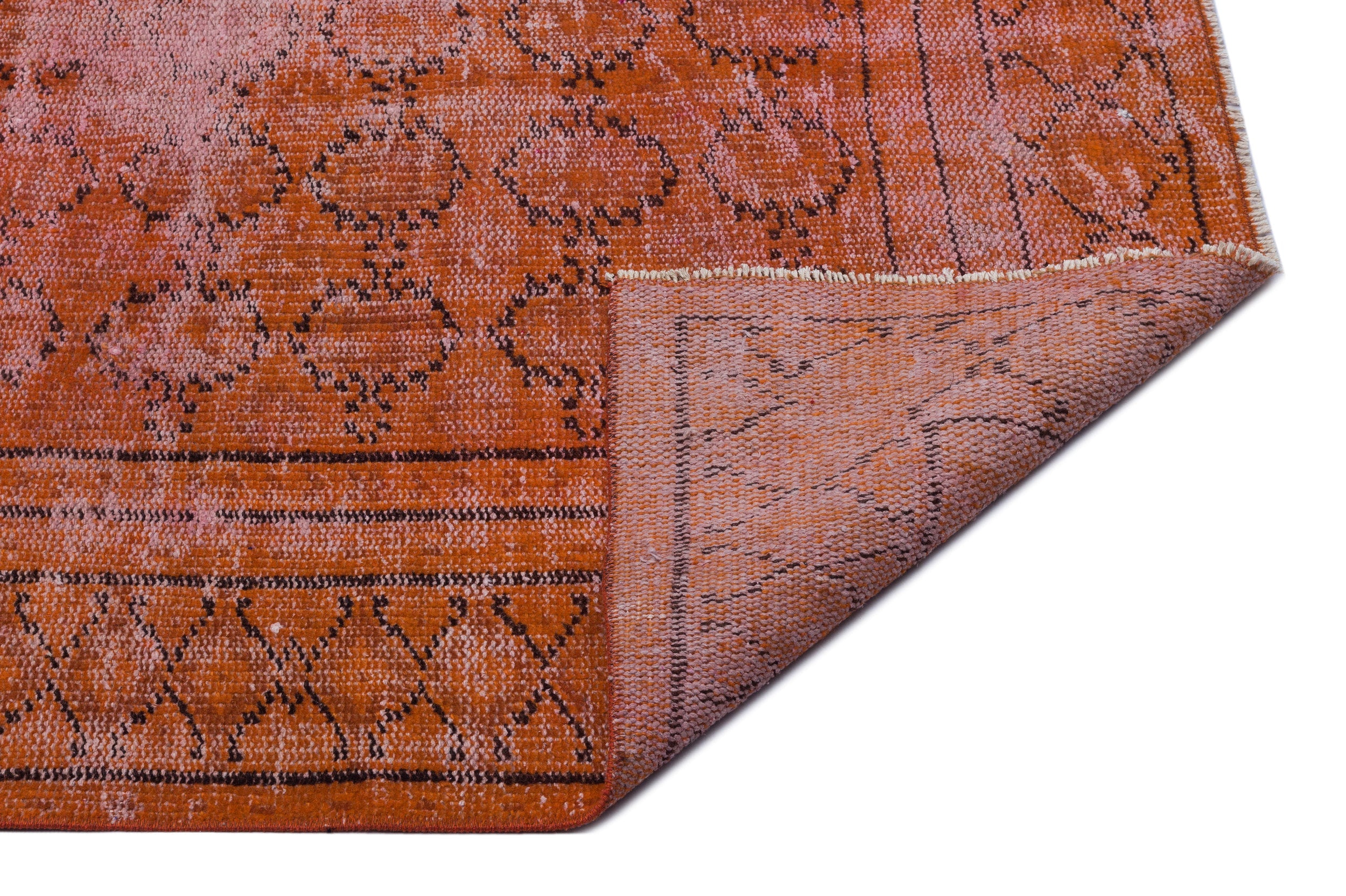 Atina Orange Vintage Wool Handmade Area Rug 6'0" x 8'10"