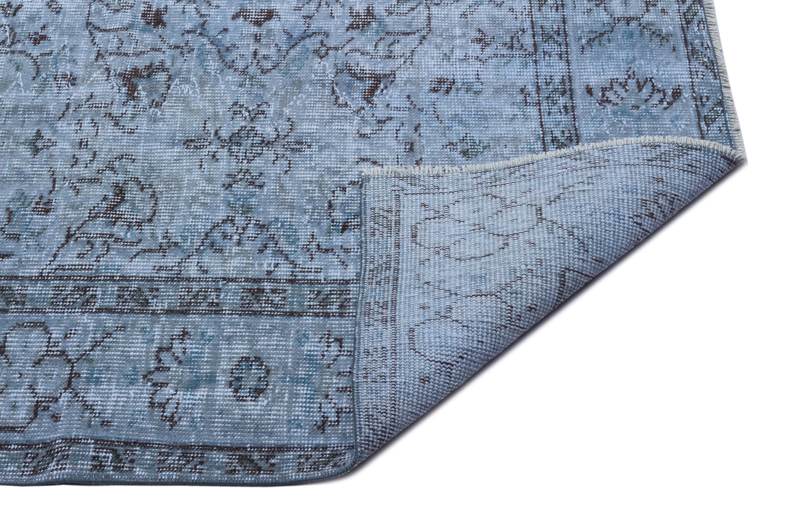Atina Blue Vintage Wool Handmade Area Rug 5'5" x 9'7"