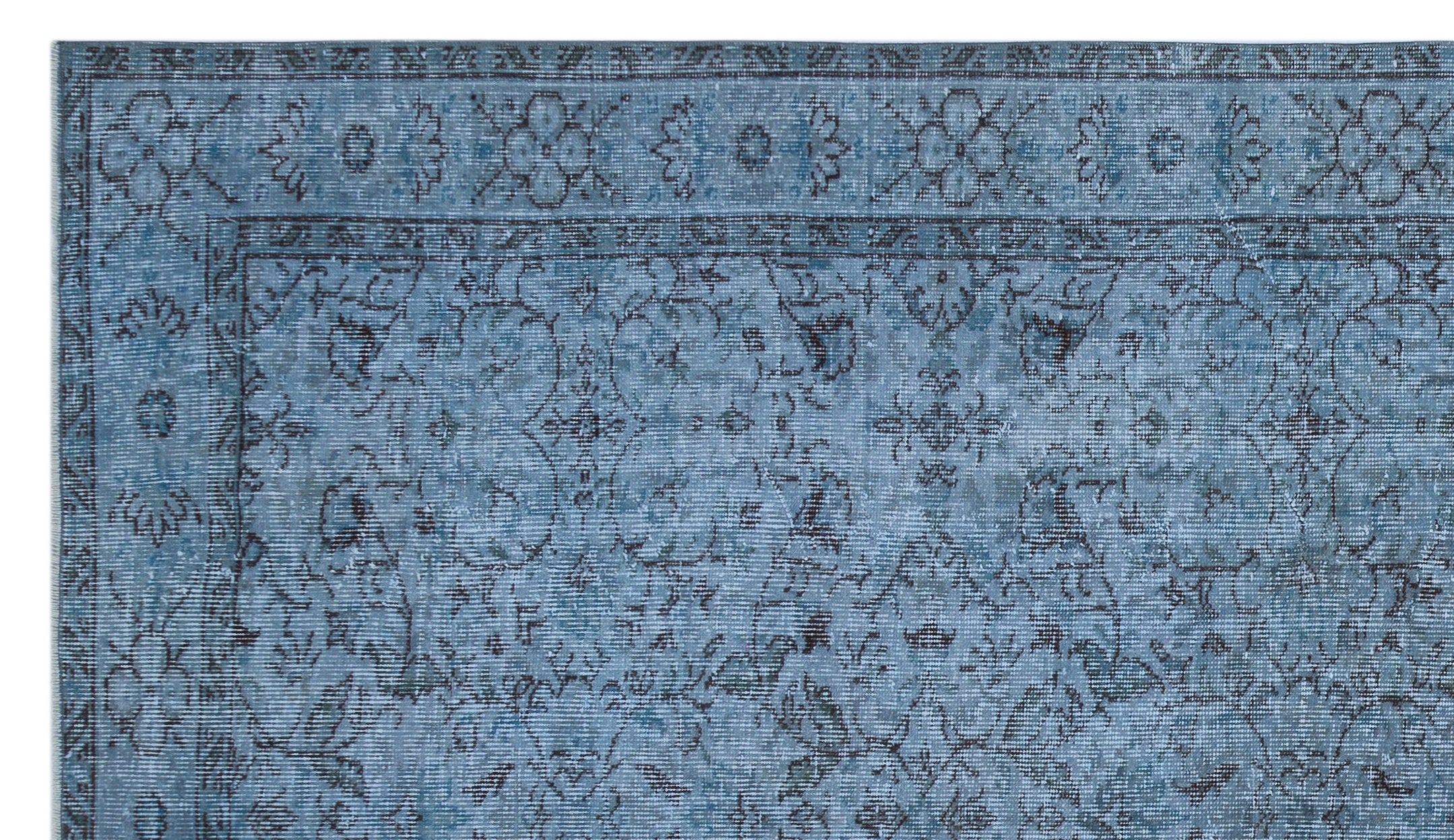 Atina Blue Vintage Wool Handmade Area Rug 5'5" x 9'7"
