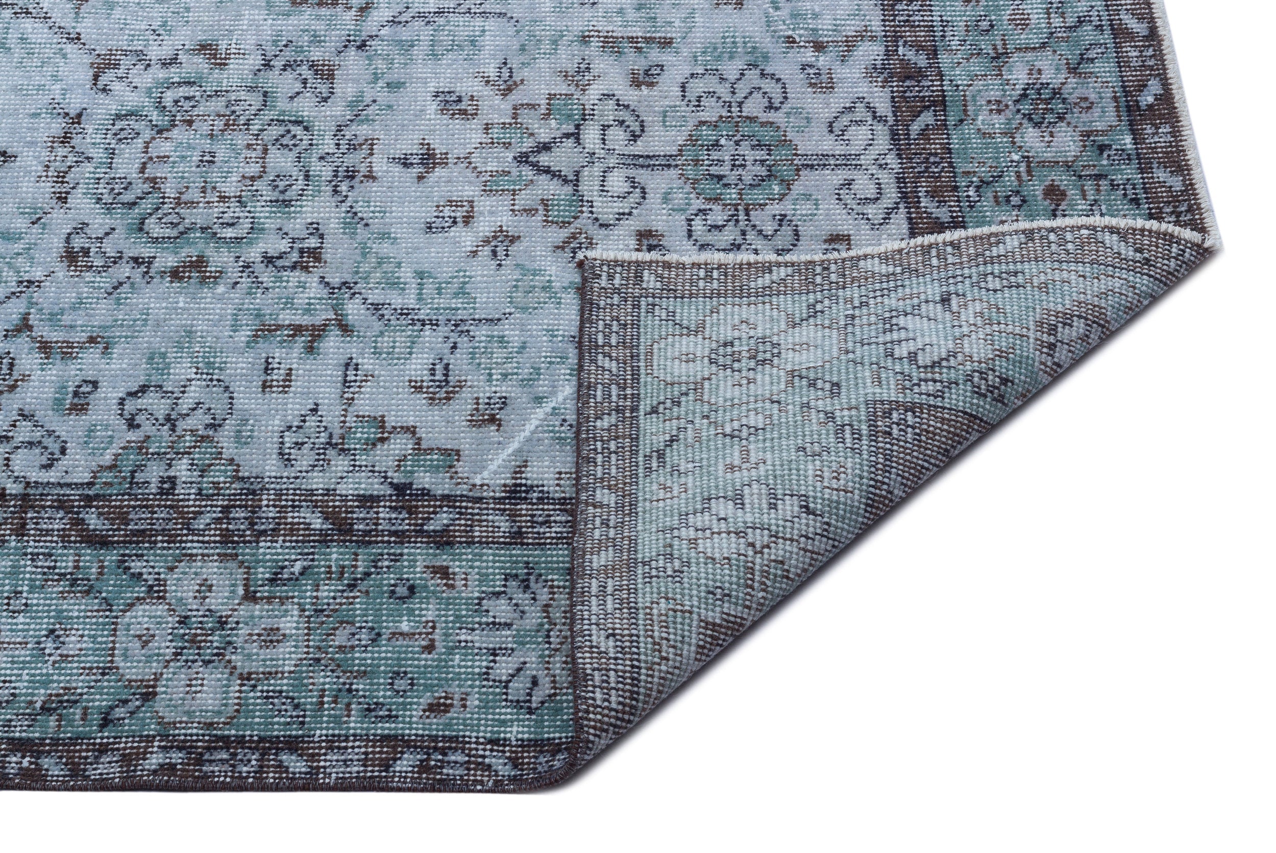 Atina Blue Vintage Wool Handmade Area Rug 5'4" x 9'2"