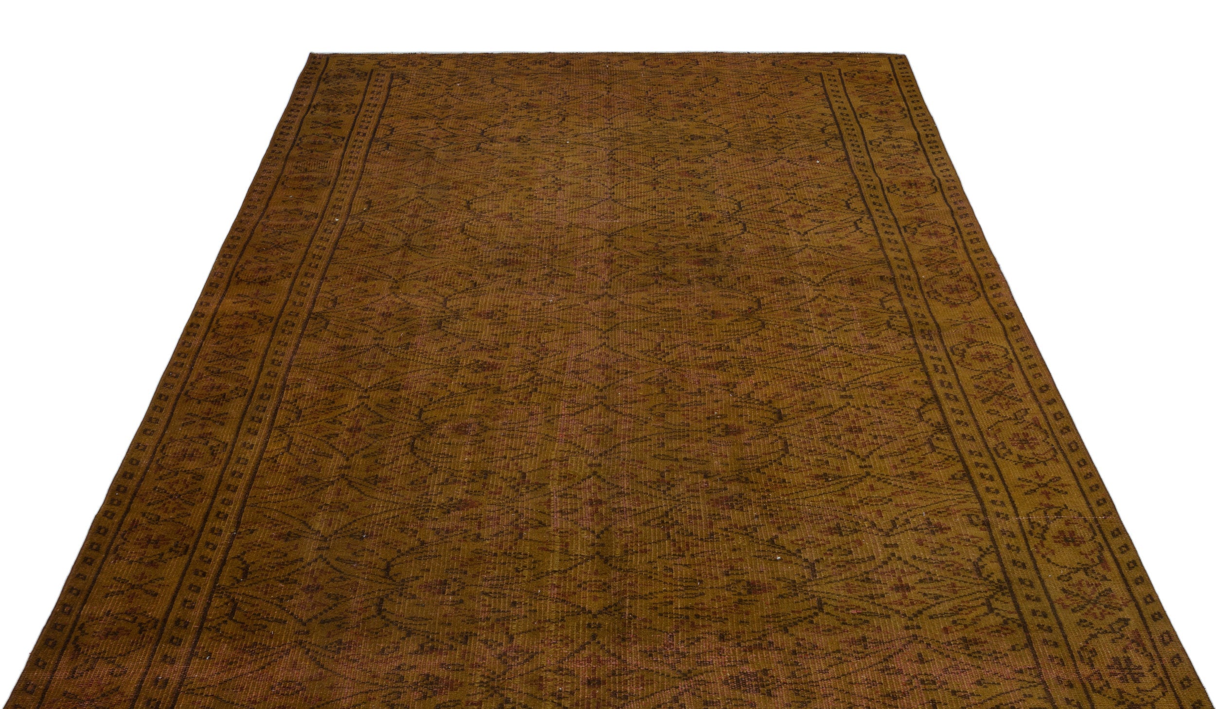 Atina Brown Vintage Wool Handmade Area Rug 5'7" x 9'9"