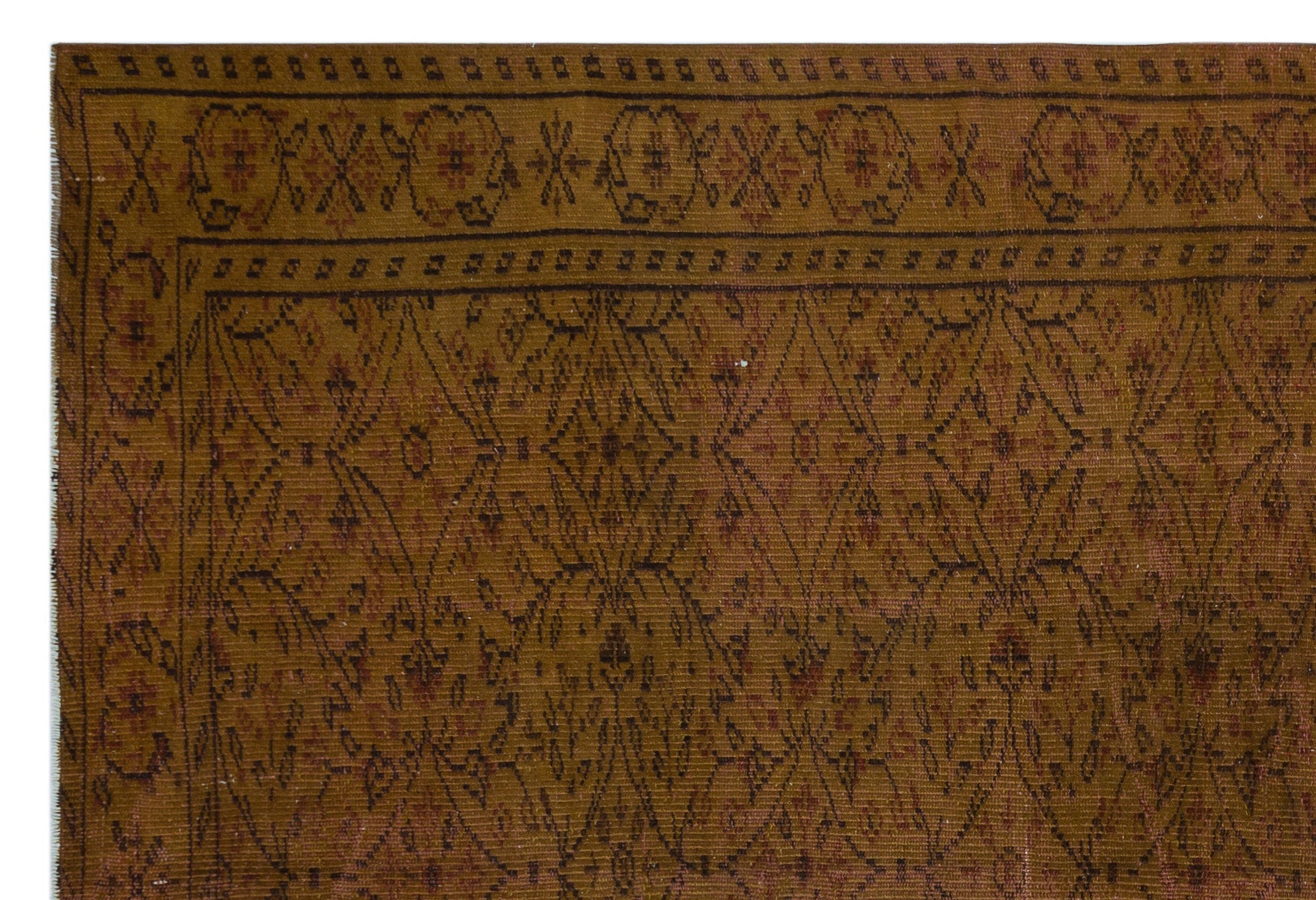Atina Brown Vintage Wool Handmade Area Rug 5'7" x 9'9"