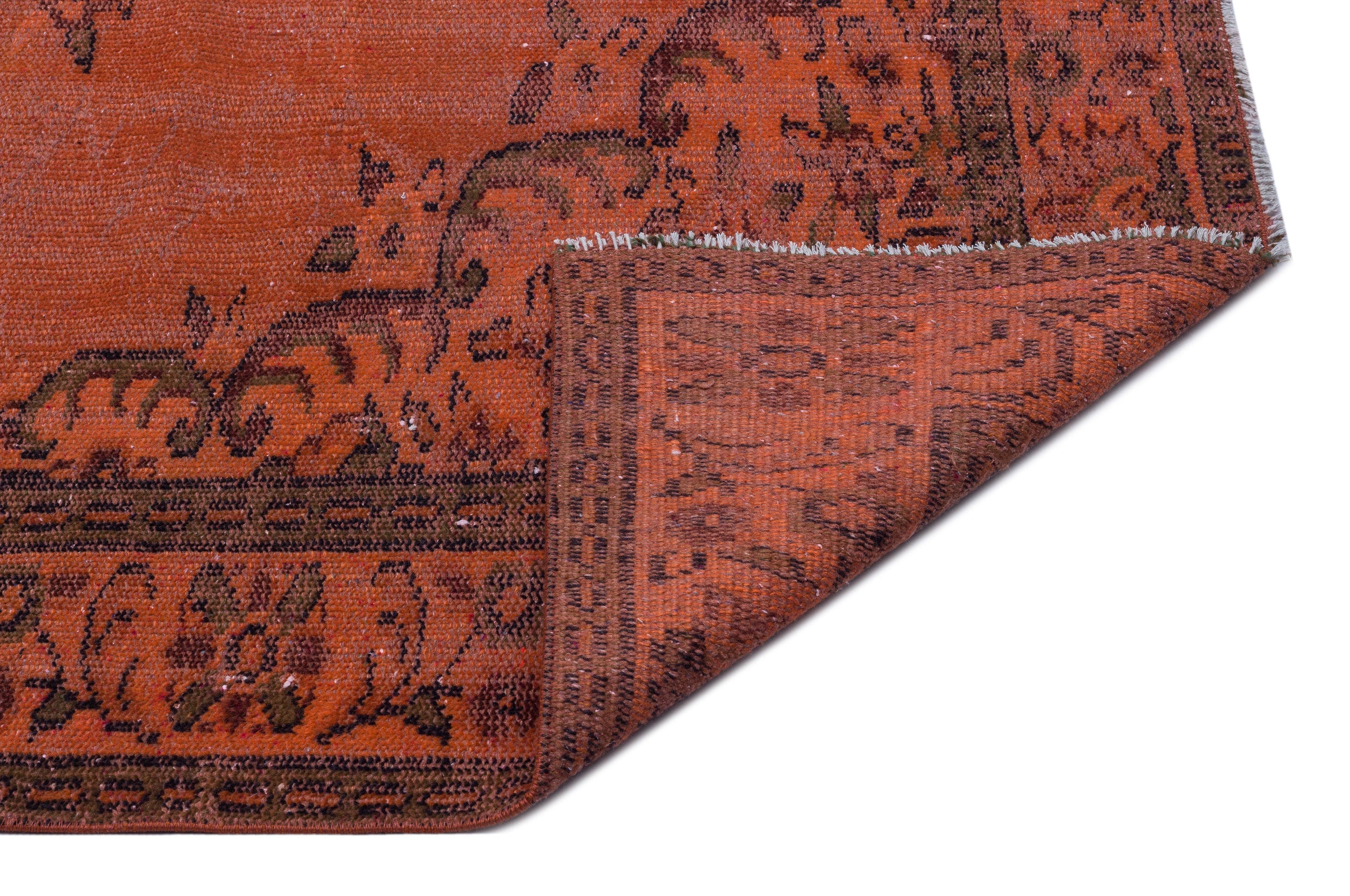 Atina Orange Vintage Wool Handmade Area Rug 5'9" x 9'1"