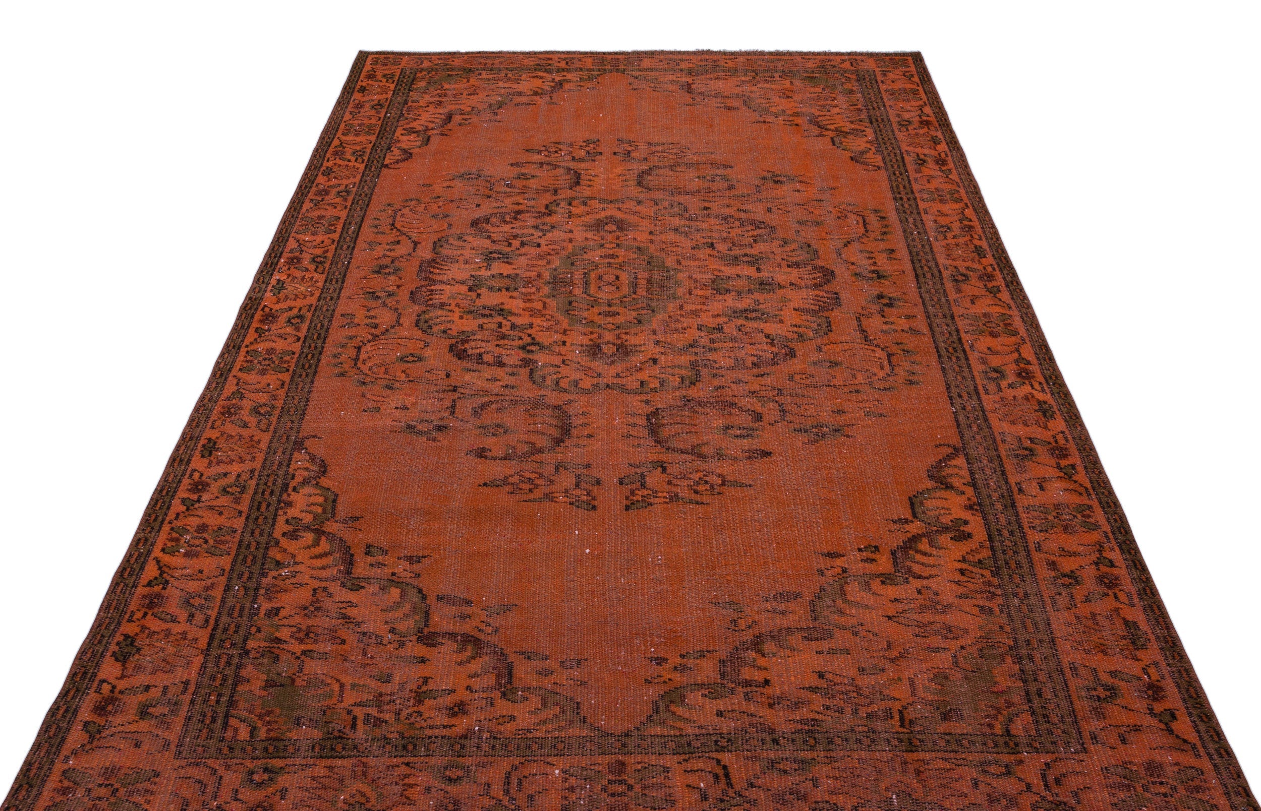 Atina Orange Vintage Wool Handmade Area Rug 5'9" x 9'1"
