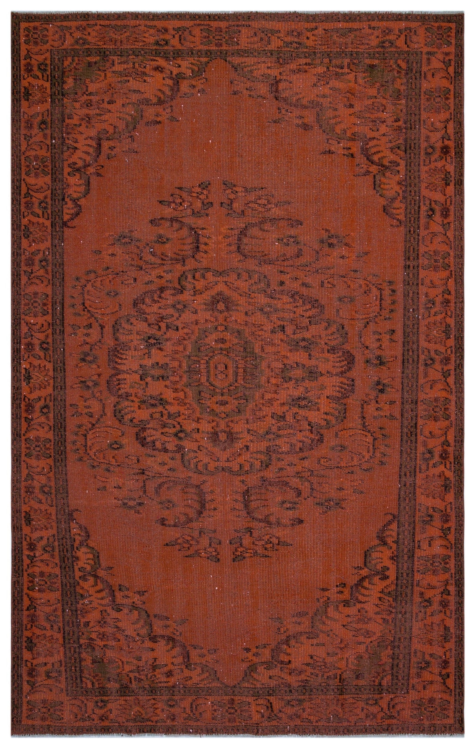 Atina Orange Vintage Wool Handmade Area Rug 5'9" x 9'1"
