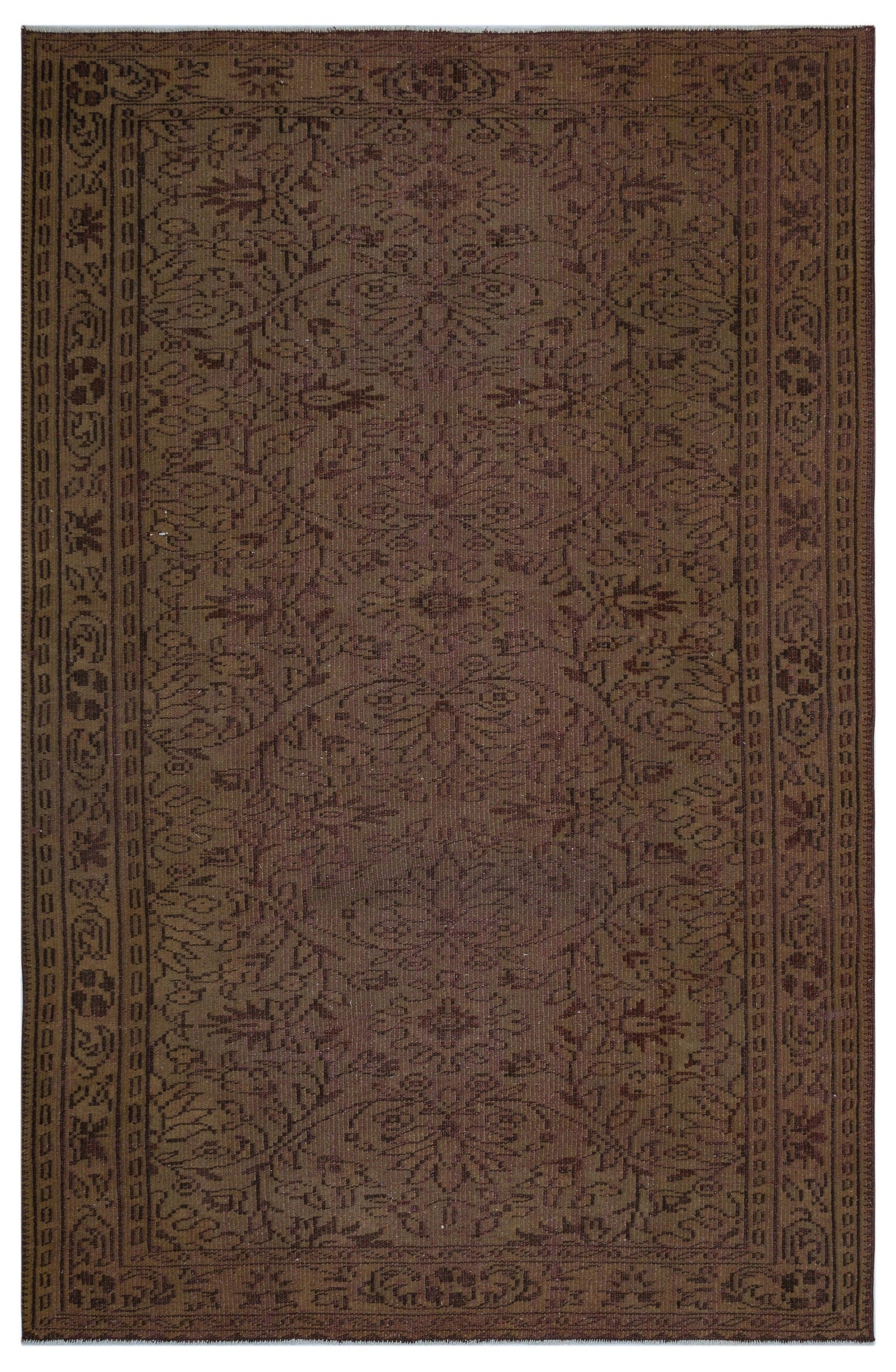 Atina Brown Vintage Wool Handmade Area Rug 5'9" x 8'8"