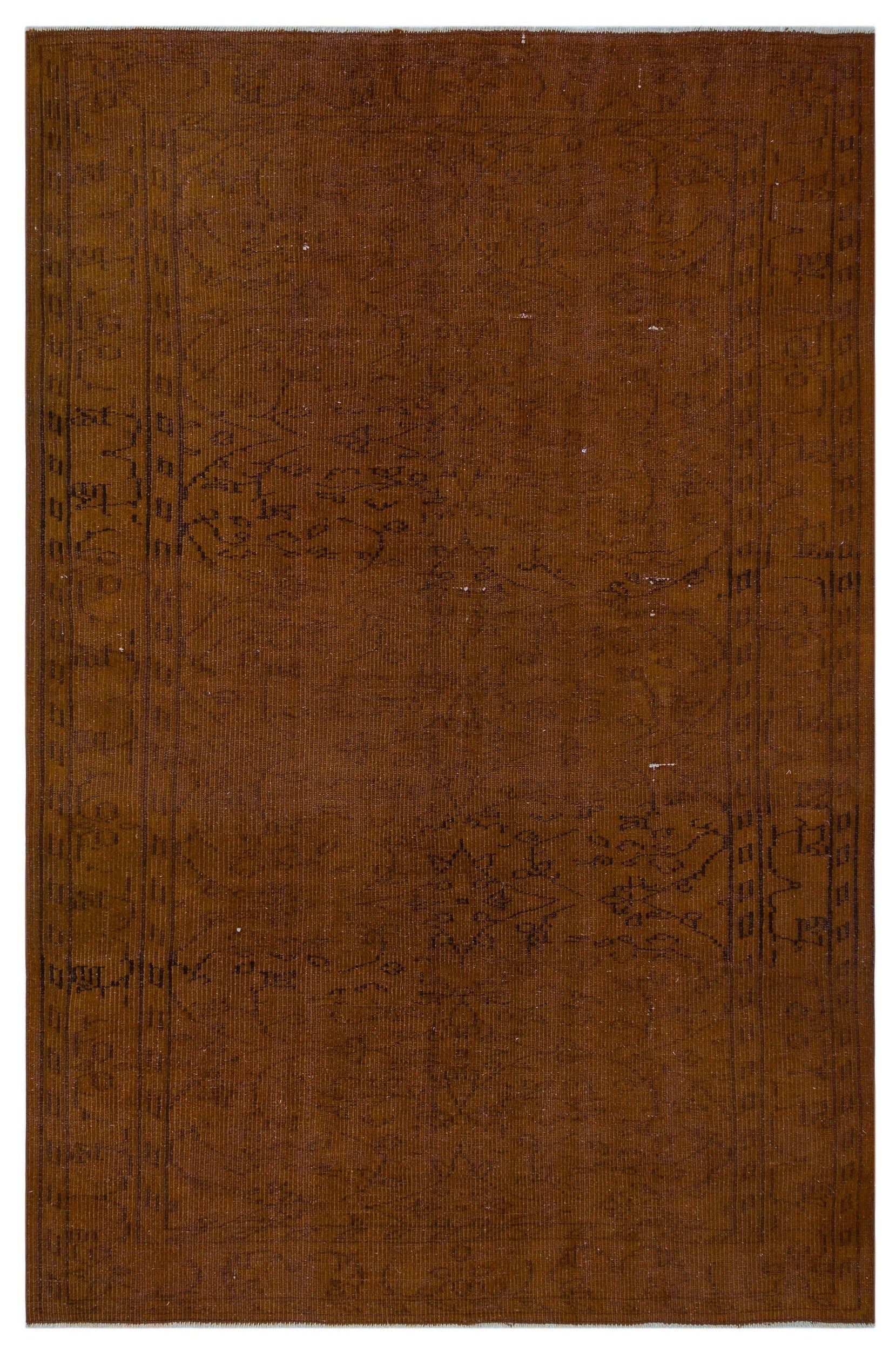 Atina Brown Vintage Wool Handmade Area Rug 5'3" x 8'2"