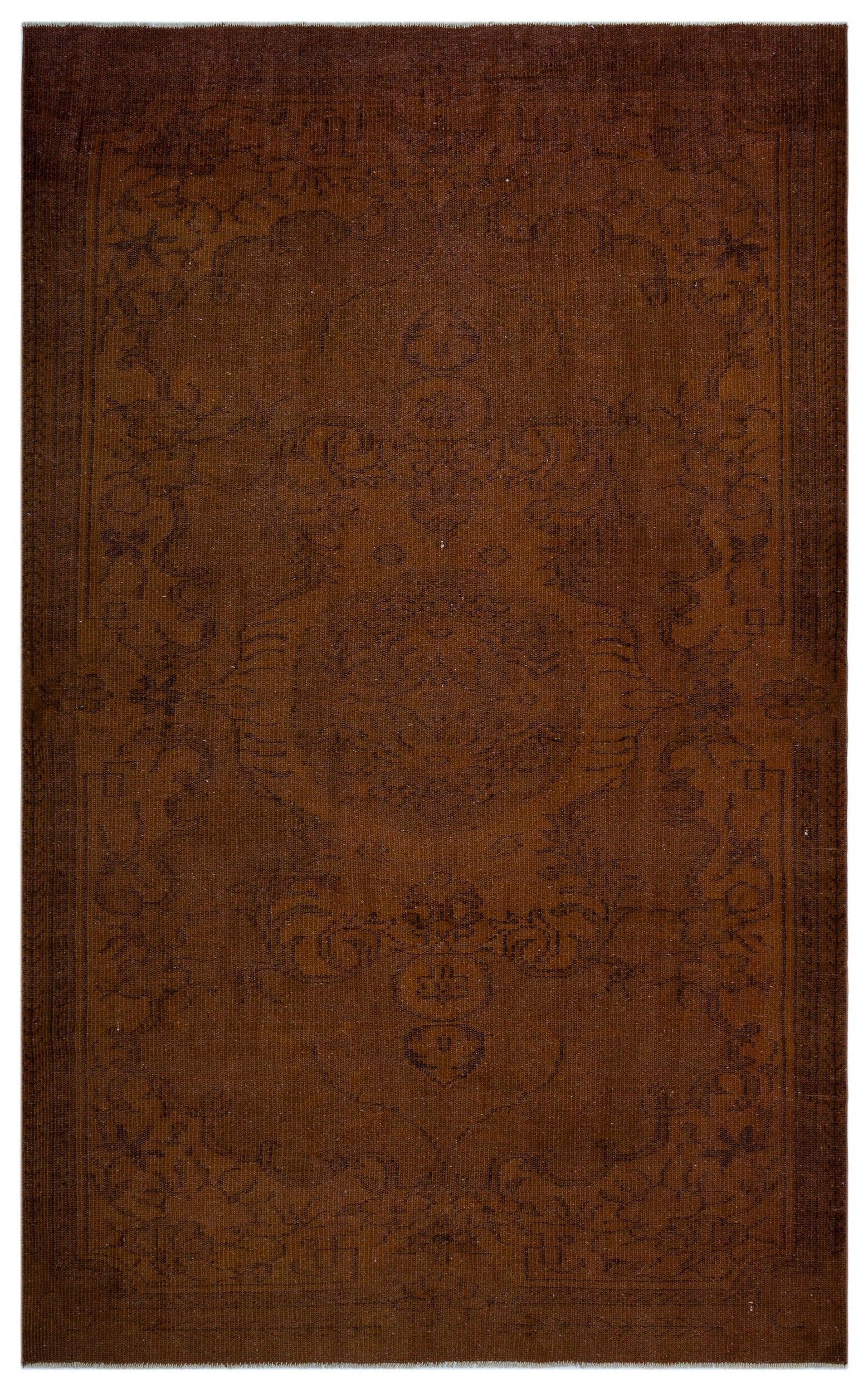 Atina Brown Vintage Wool Handmade Area Rug 5'6" x 9'1"