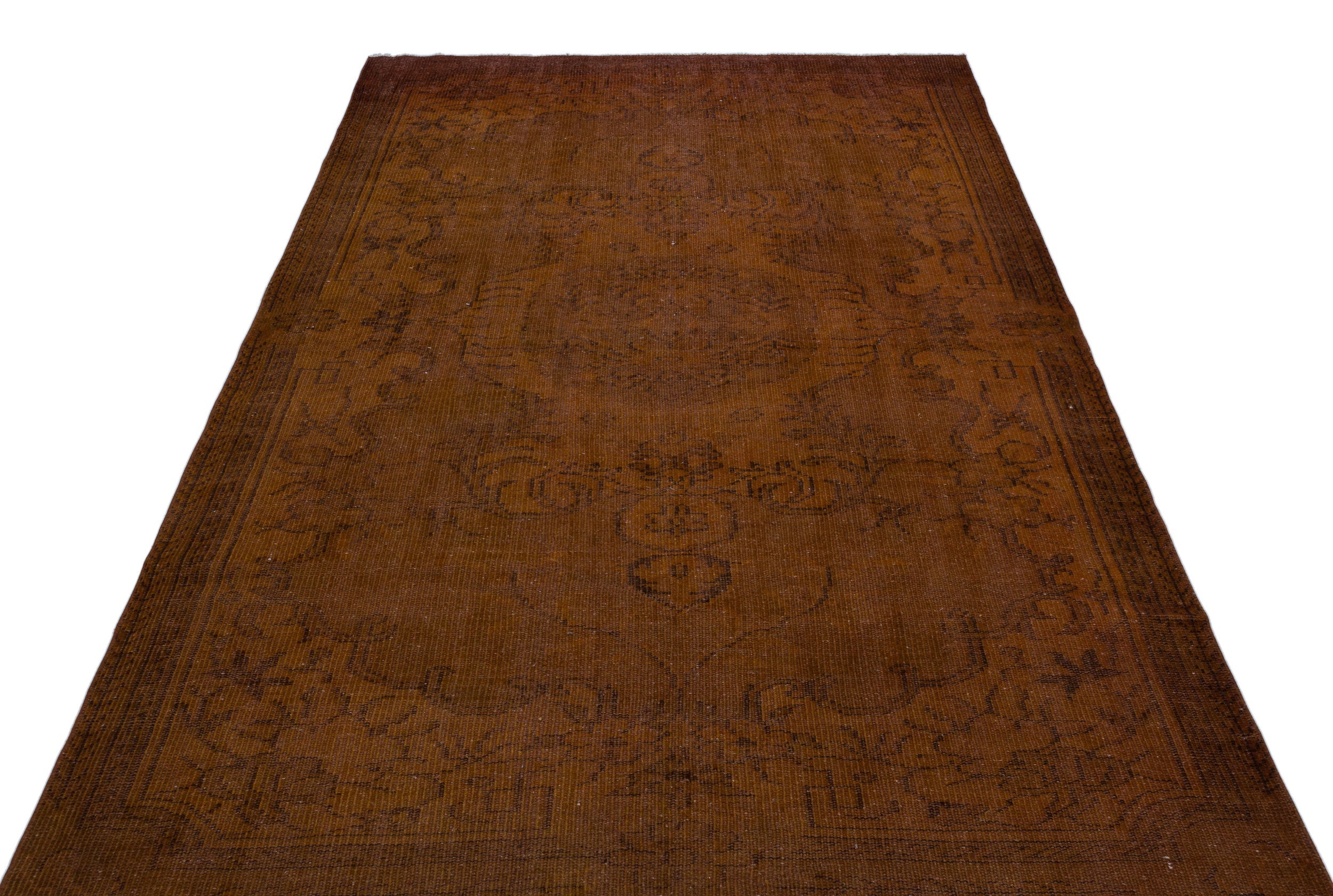 Atina Brown Vintage Wool Handmade Area Rug 5'6" x 9'1"