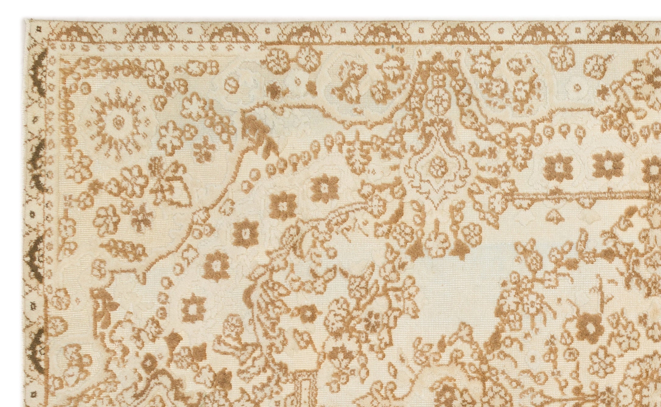 Purplea Beige Vintage Wool Handmade Area Rug 6'2" x 10'0"