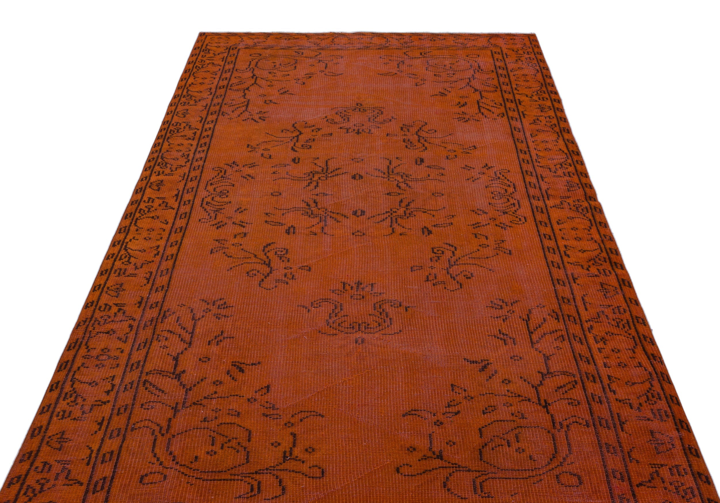 Atina Orange Vintage Wool Handmade Area Rug 5'0" x 8'5"
