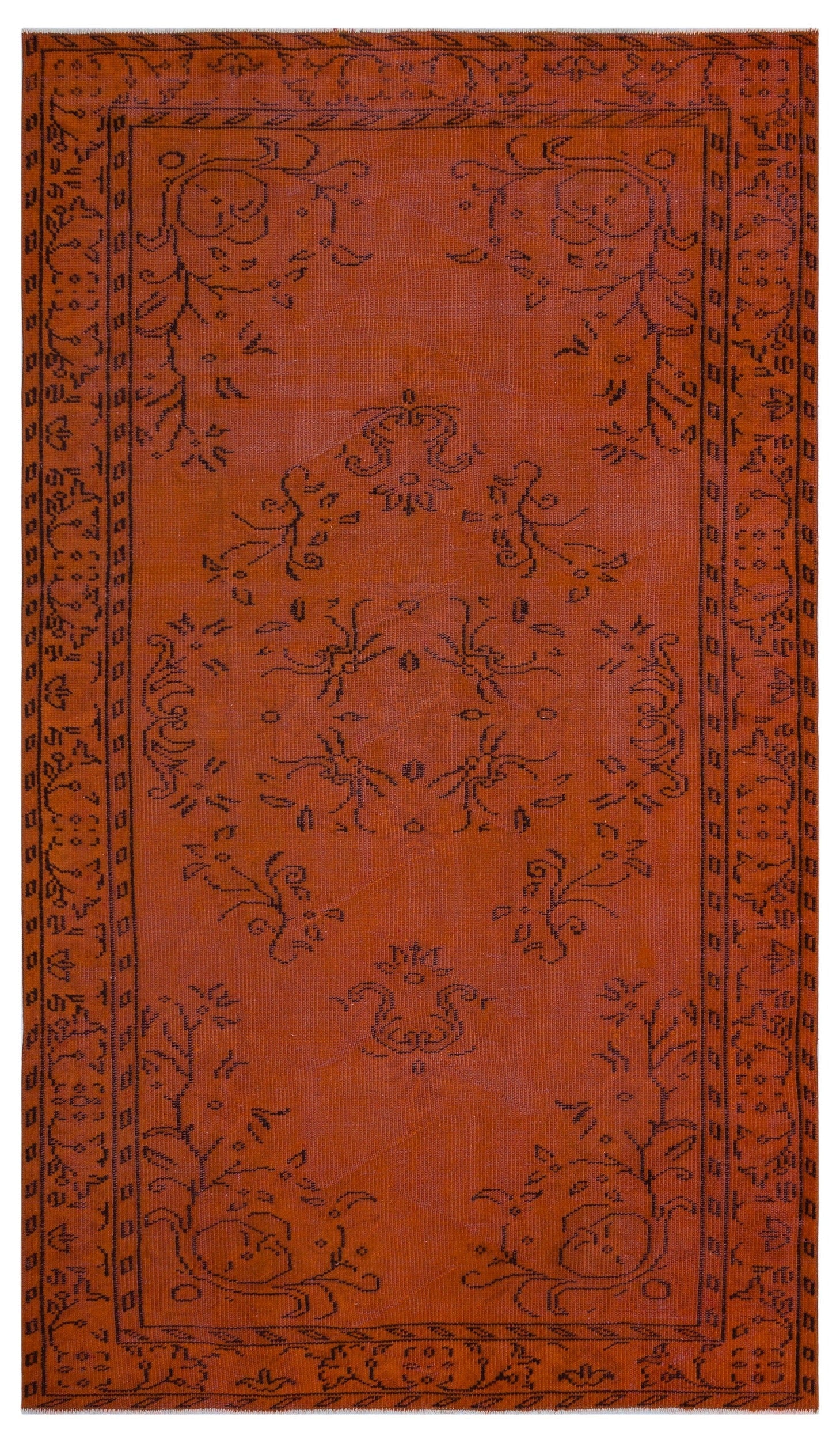 Atina Orange Vintage Wool Handmade Area Rug 5'0" x 8'5"