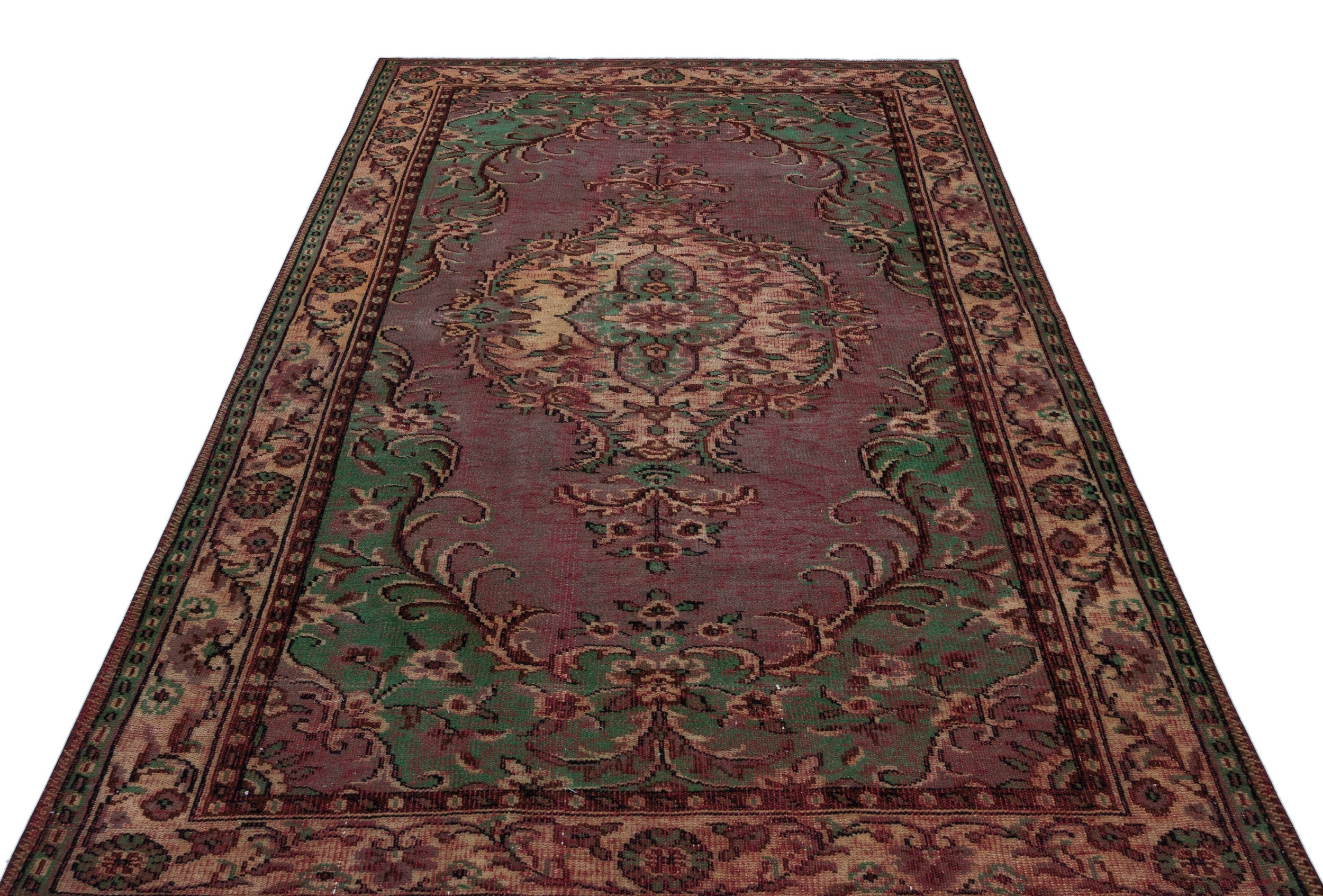 Atina Burgundy Classic Wool Handmade Area Rug 5'6" x 8'11"