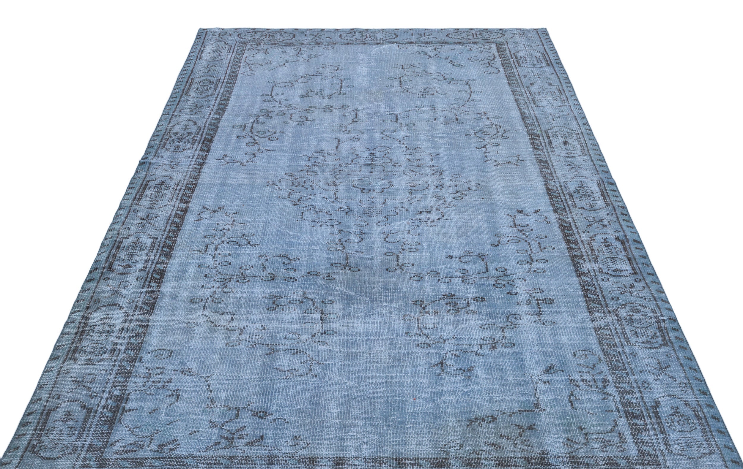 Atina Blue Vintage Wool Handmade Area Rug 5'9" x 8'8"