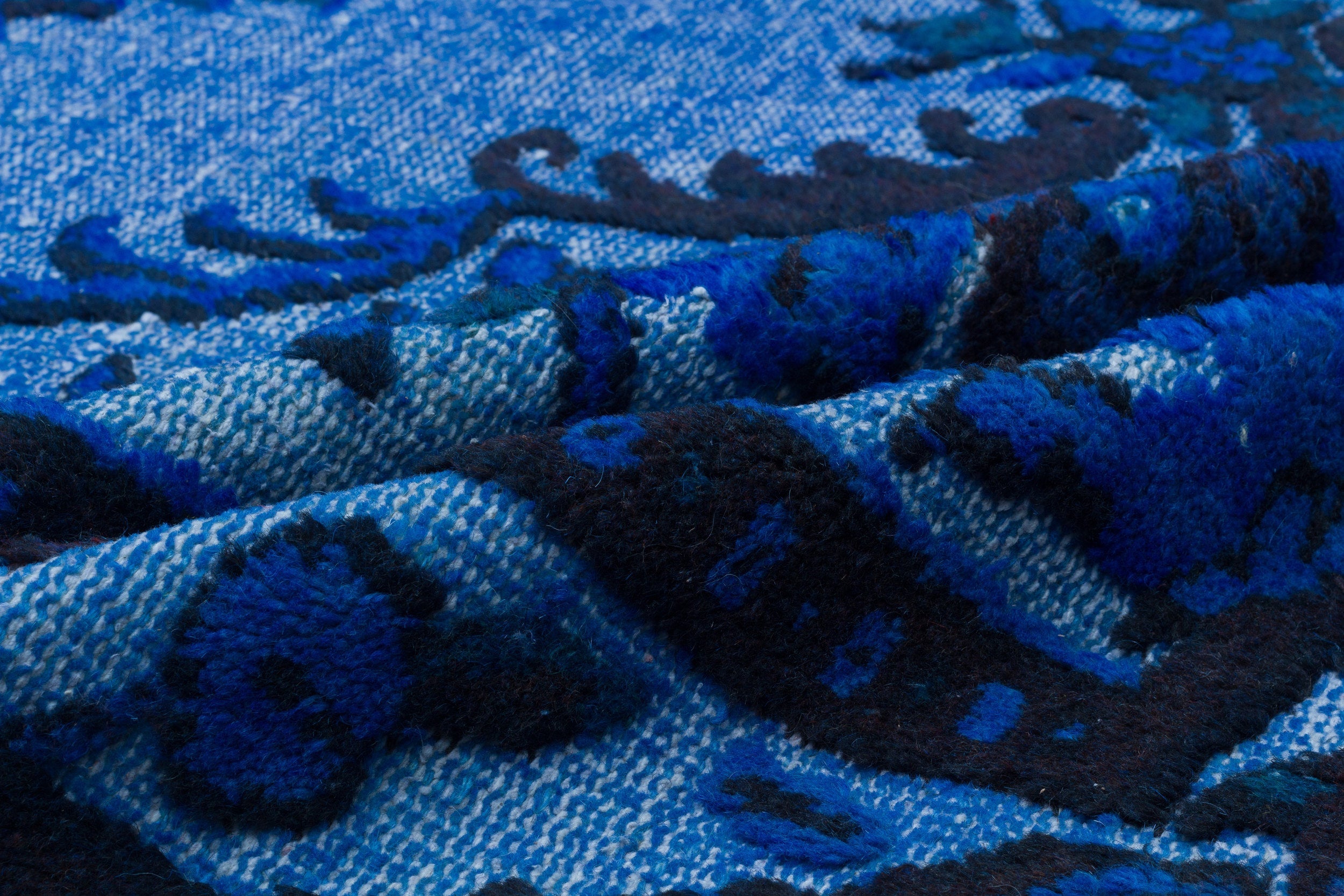 Purplea Blue Vintage Wool Handmade Area Rug 5'6" x 9'5"
