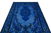Purplea Blue Vintage Wool Handmade Area Rug 5'6" x 9'5"