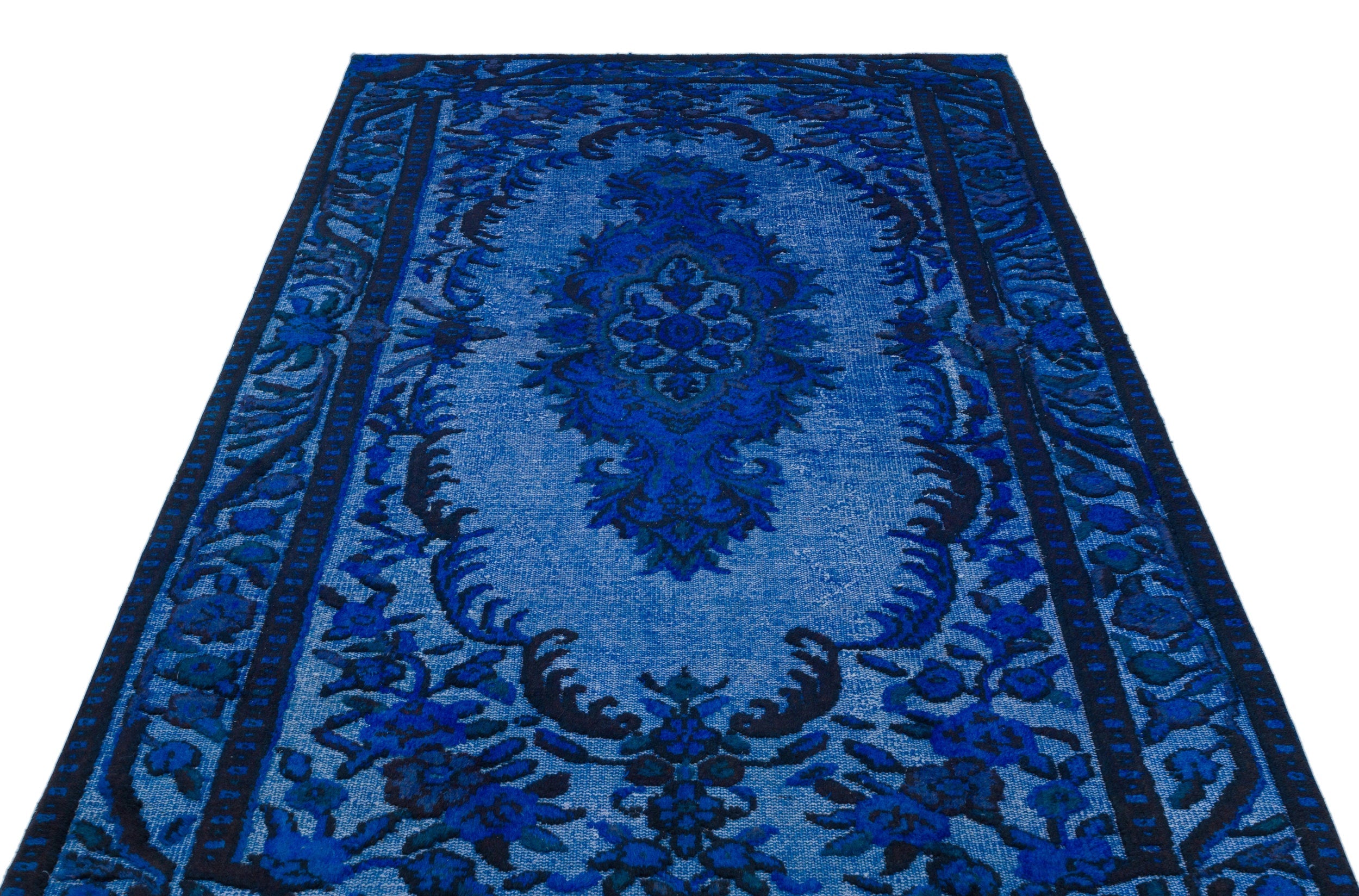 Purplea Blue Vintage Wool Handmade Area Rug 5'6" x 9'5"