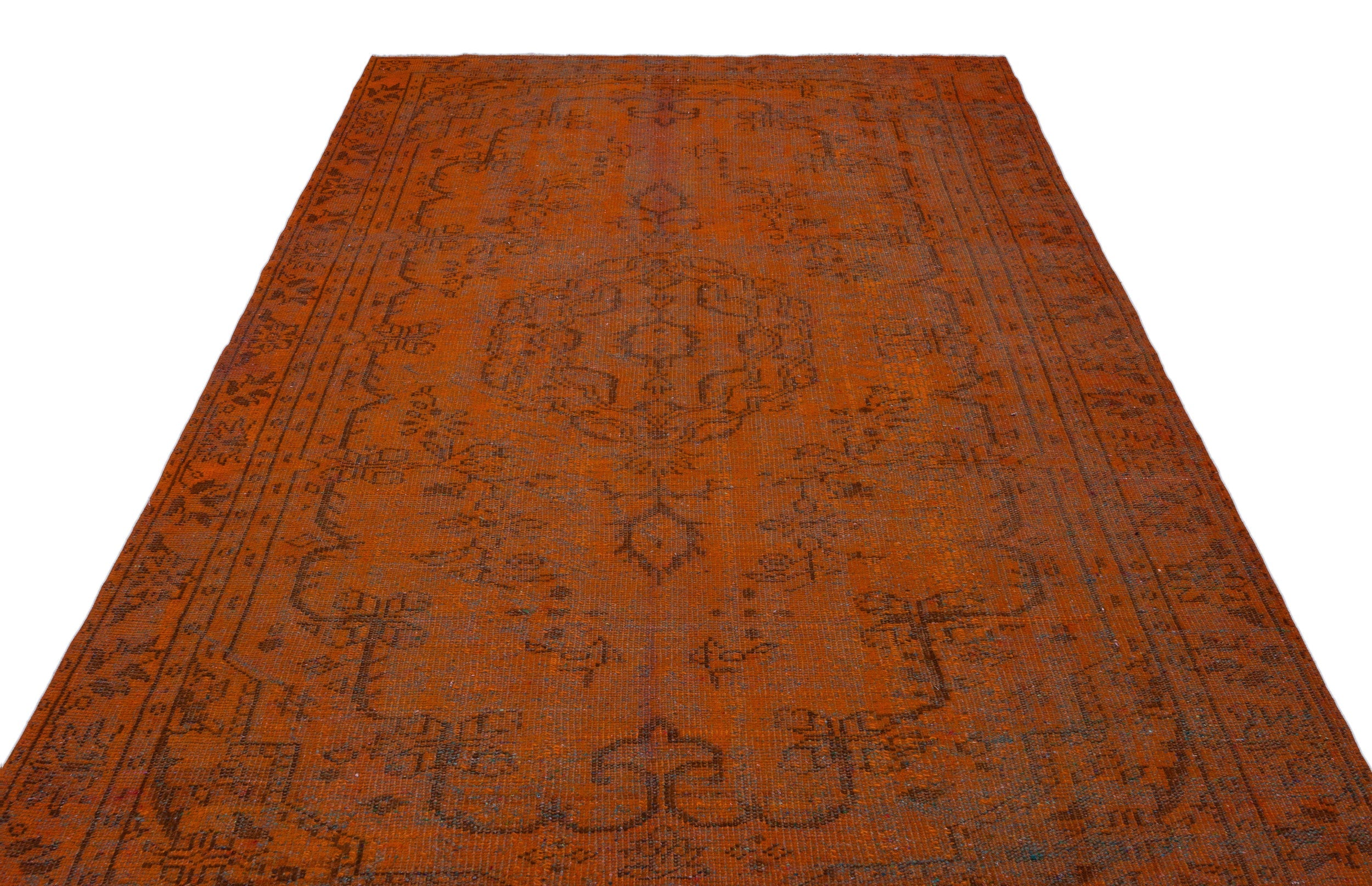 Atina Orange Vintage Wool Handmade Area Rug 6'11" x 7'10"