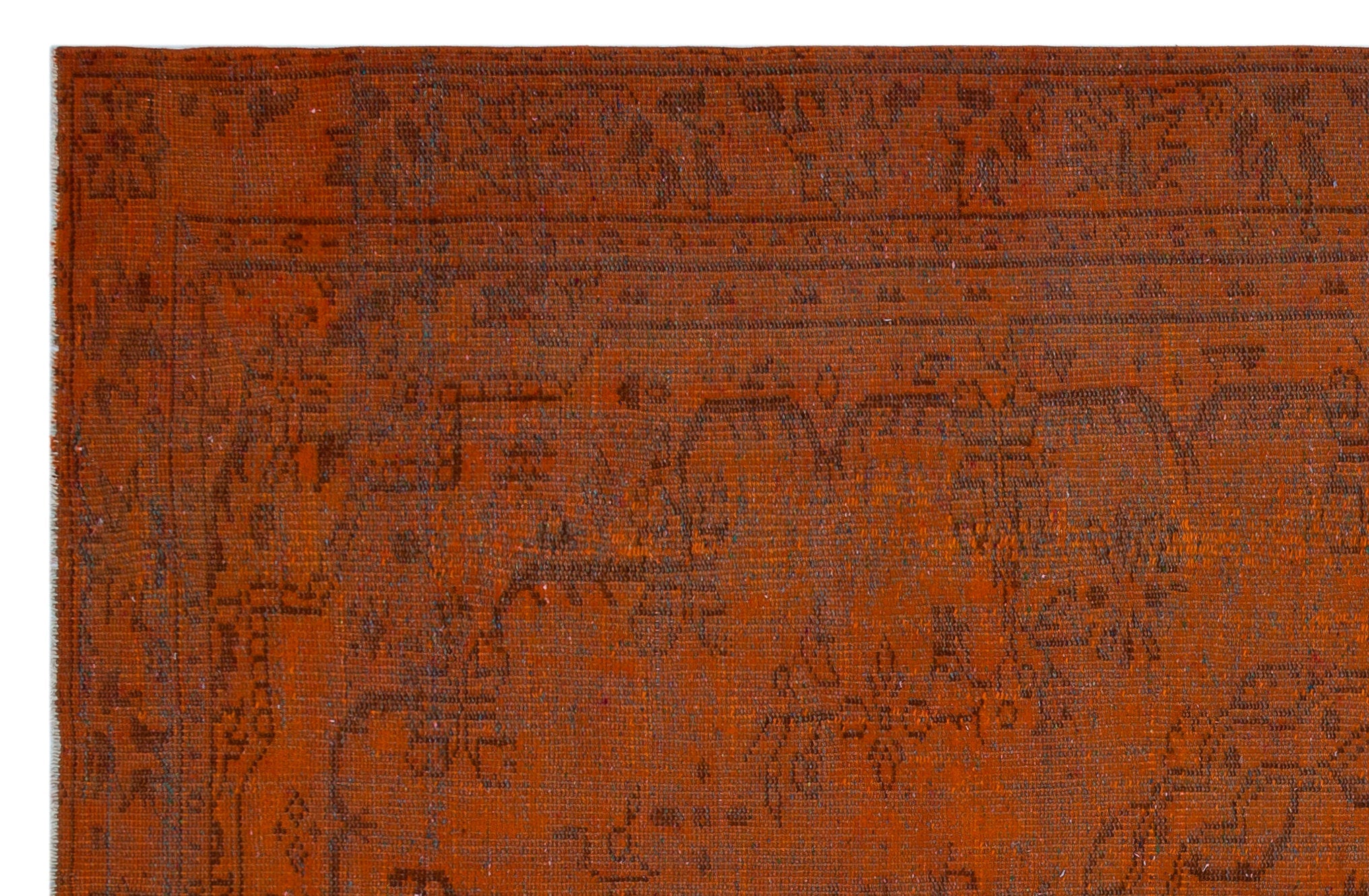 Atina Orange Vintage Wool Handmade Area Rug 6'11" x 7'10"