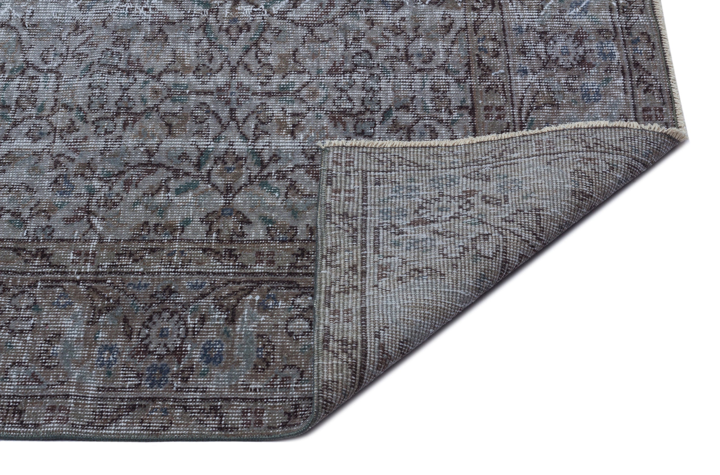 Atina Grey Vintage Wool Handmade Area Rug 5'8" x 9'5"