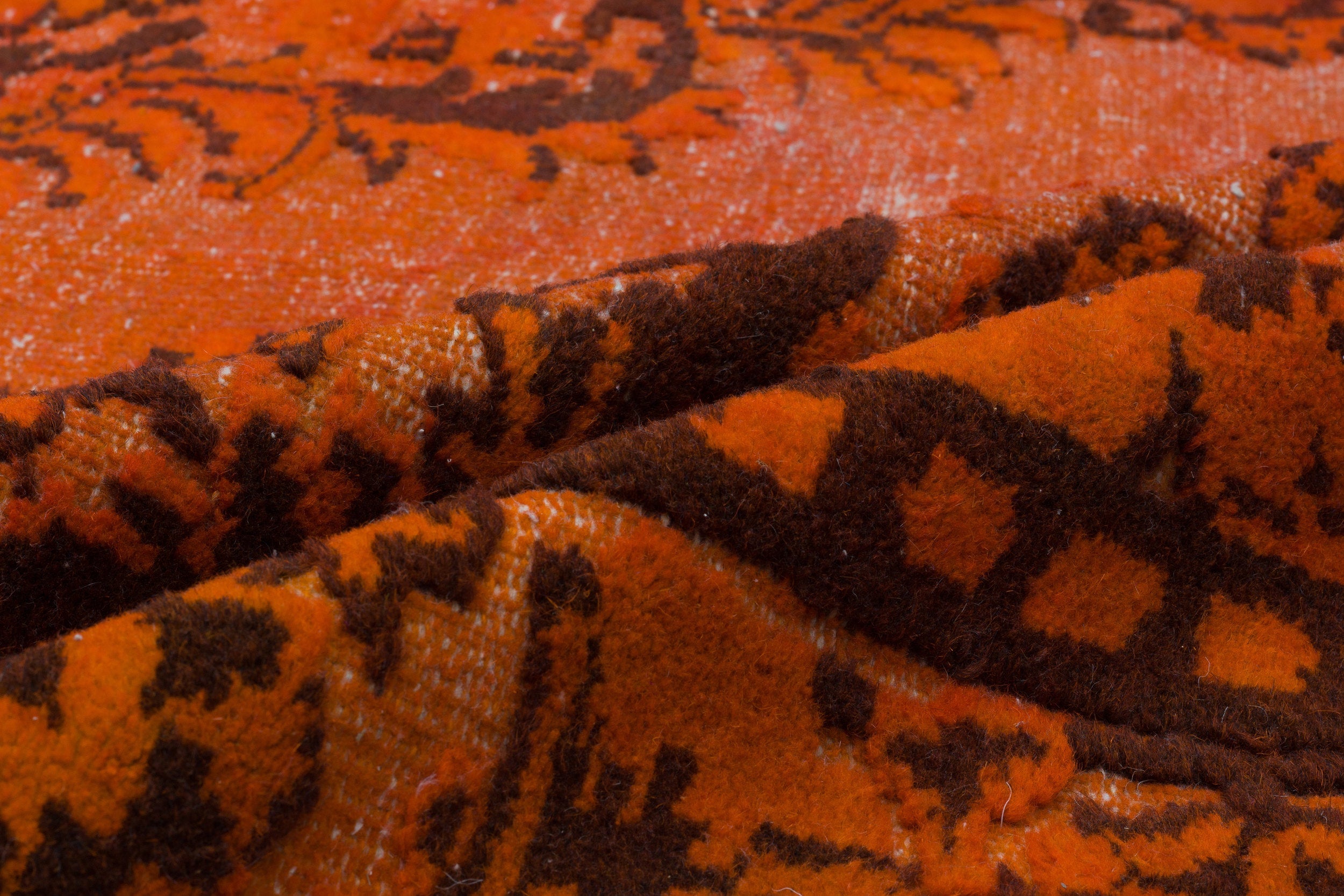 Purplea Orange Vintage Wool Handmade Area Rug 5'7" x 9'2"