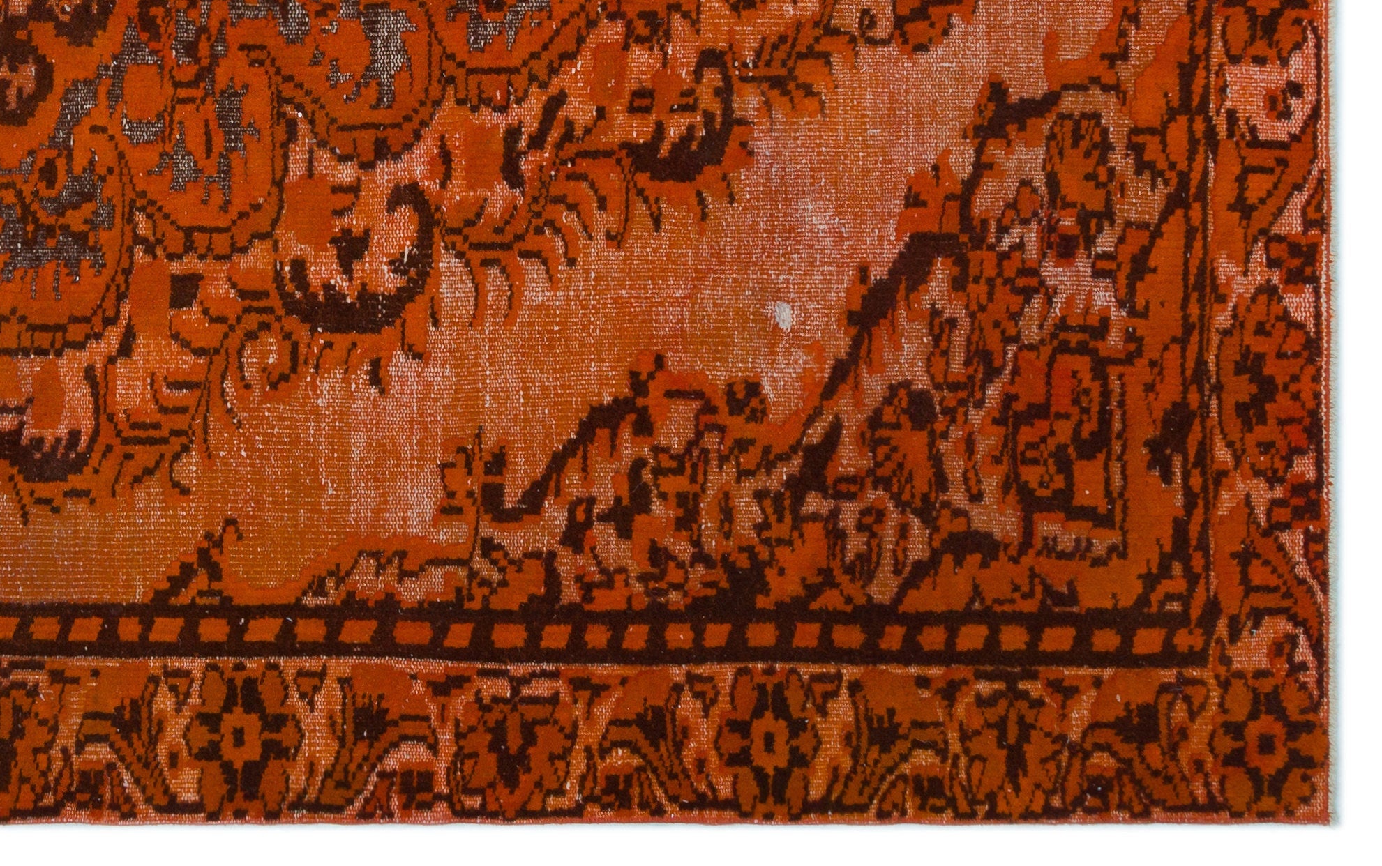 Purplea Orange Vintage Wool Handmade Area Rug 5'7" x 9'2"