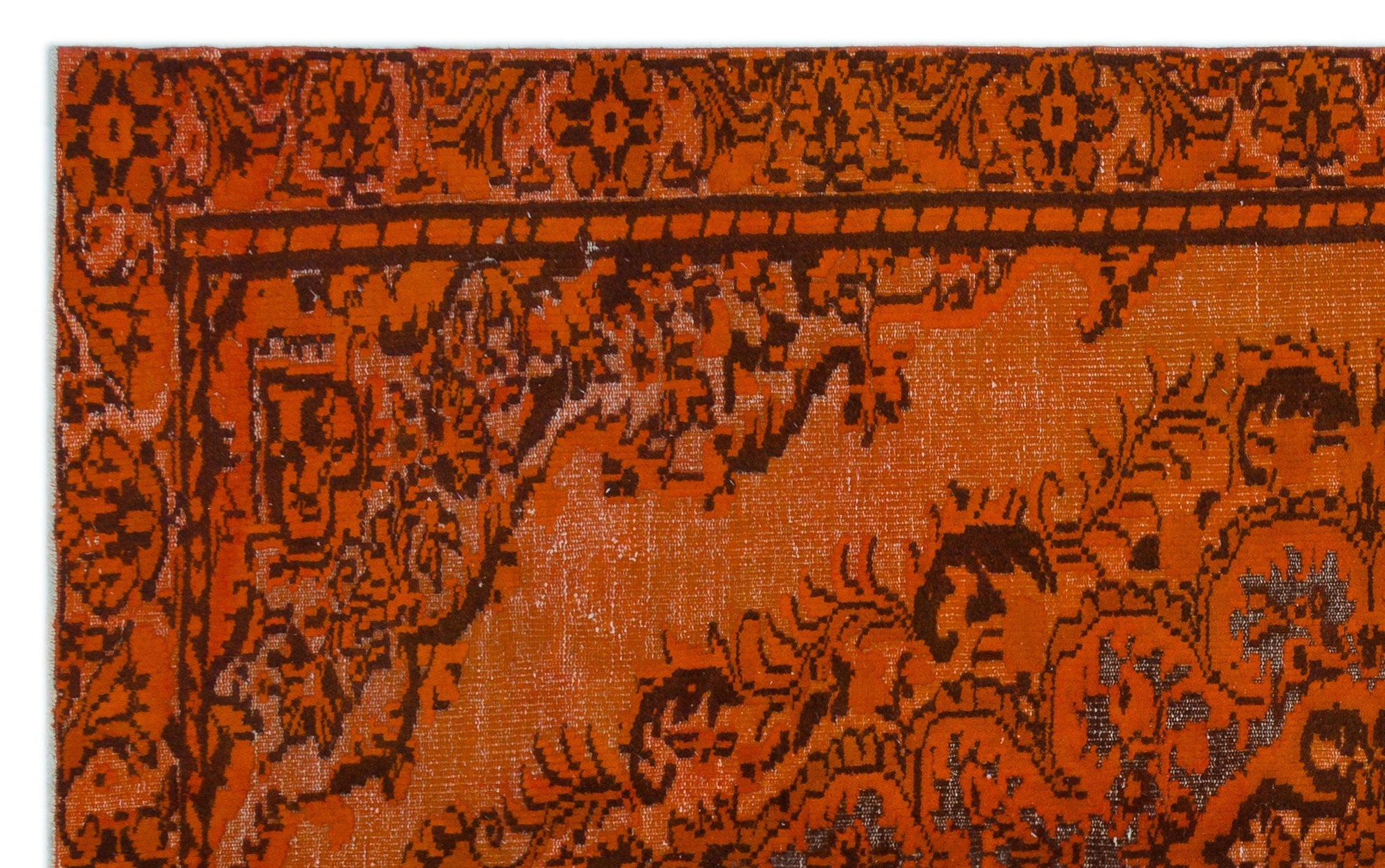 Purplea Orange Vintage Wool Handmade Area Rug 5'7" x 9'2"