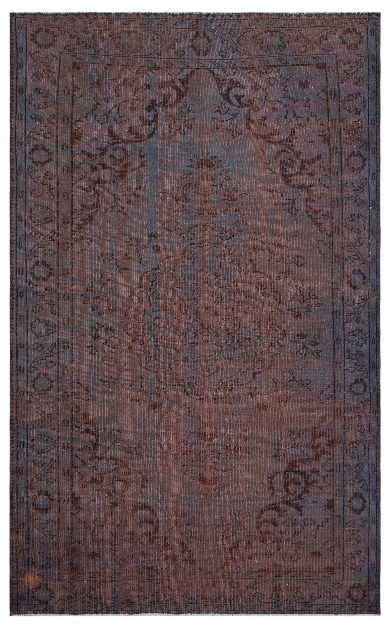 Atina Brown Vintage Wool Handmade Area Rug 5'11" x 9'7"