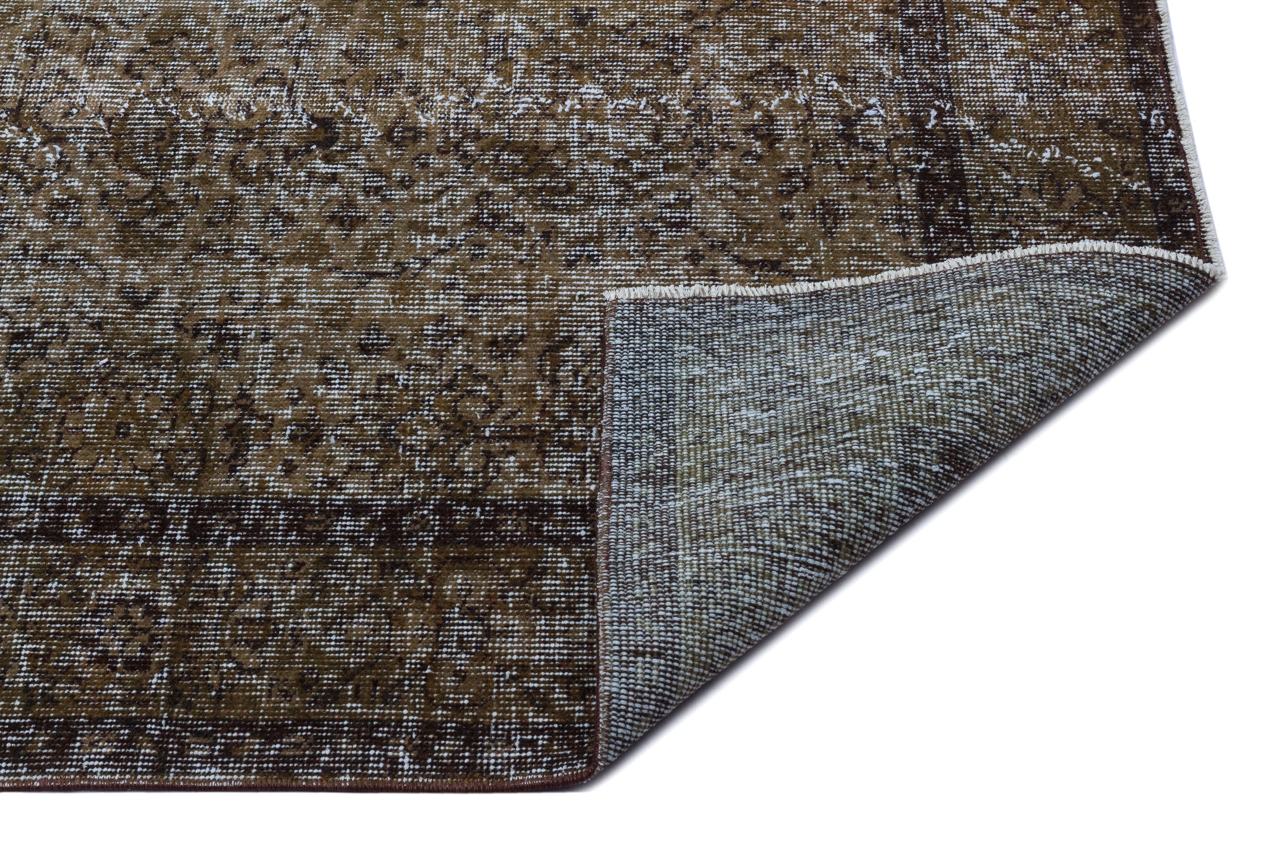 Atina Brown Vintage Wool Handmade Area Rug 5'8" x 9'4"