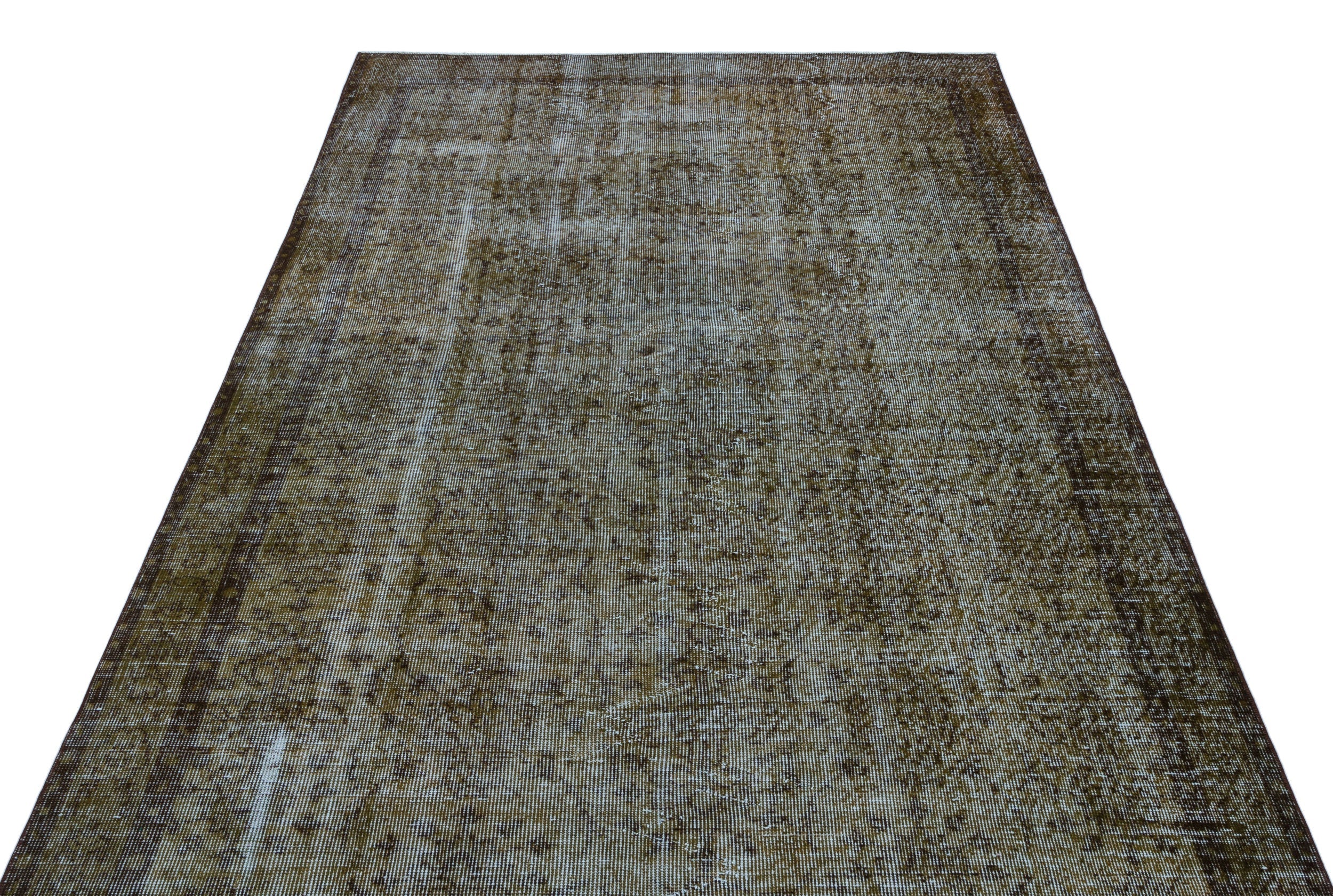 Atina Brown Vintage Wool Handmade Area Rug 5'4" x 8'5"