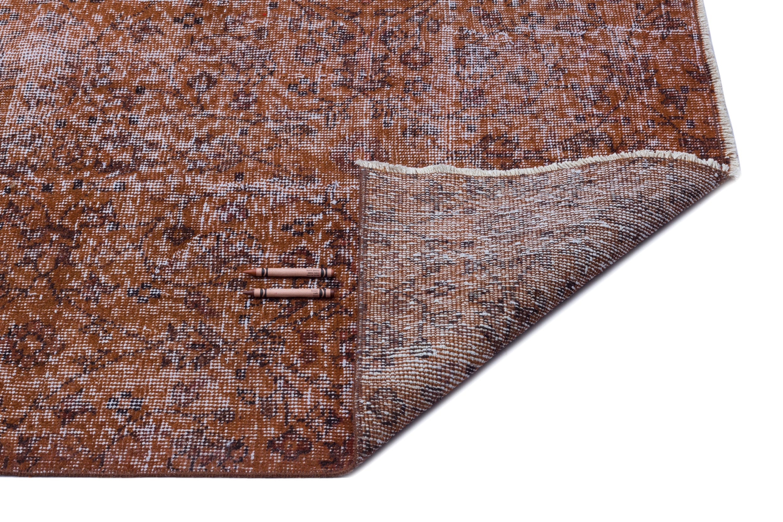 Atina Brown Vintage Wool Handmade Area Rug 6'11" x 10'4"