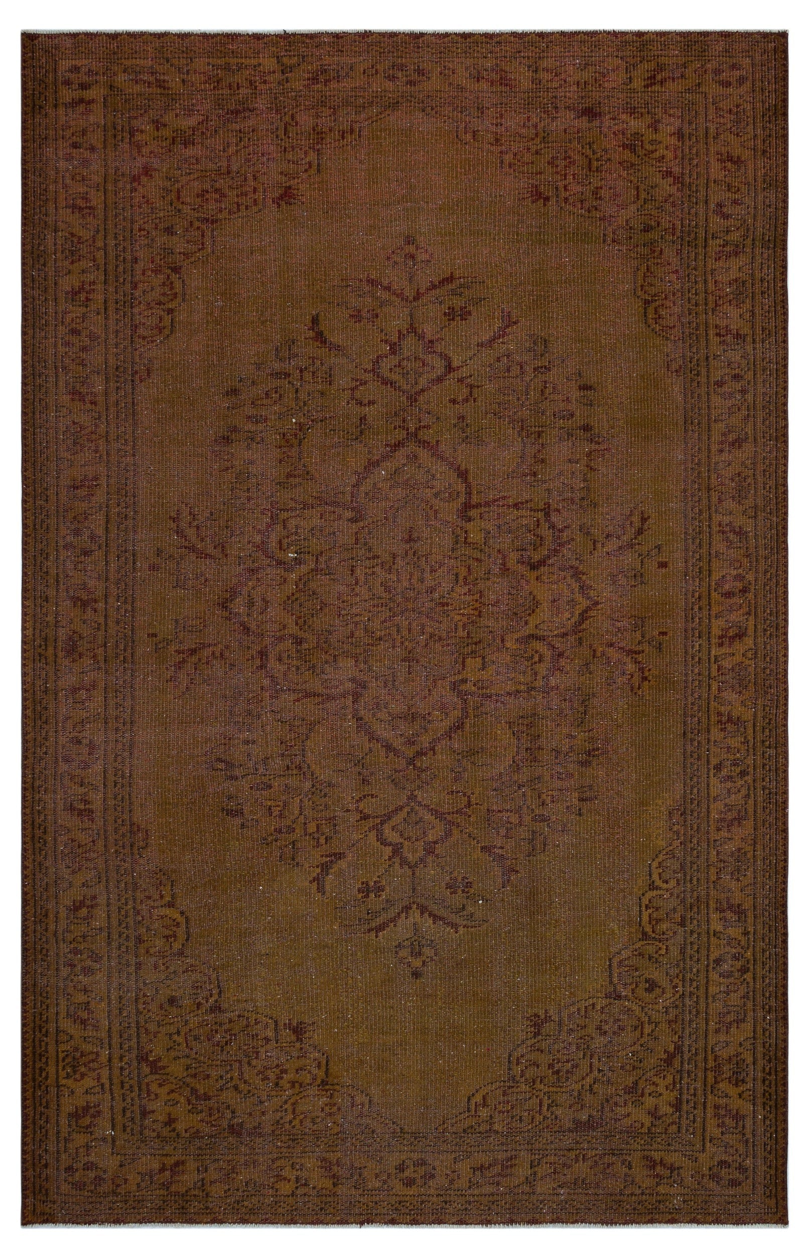 Atina Brown Vintage Wool Handmade Area Rug 5'9" x 9'0"