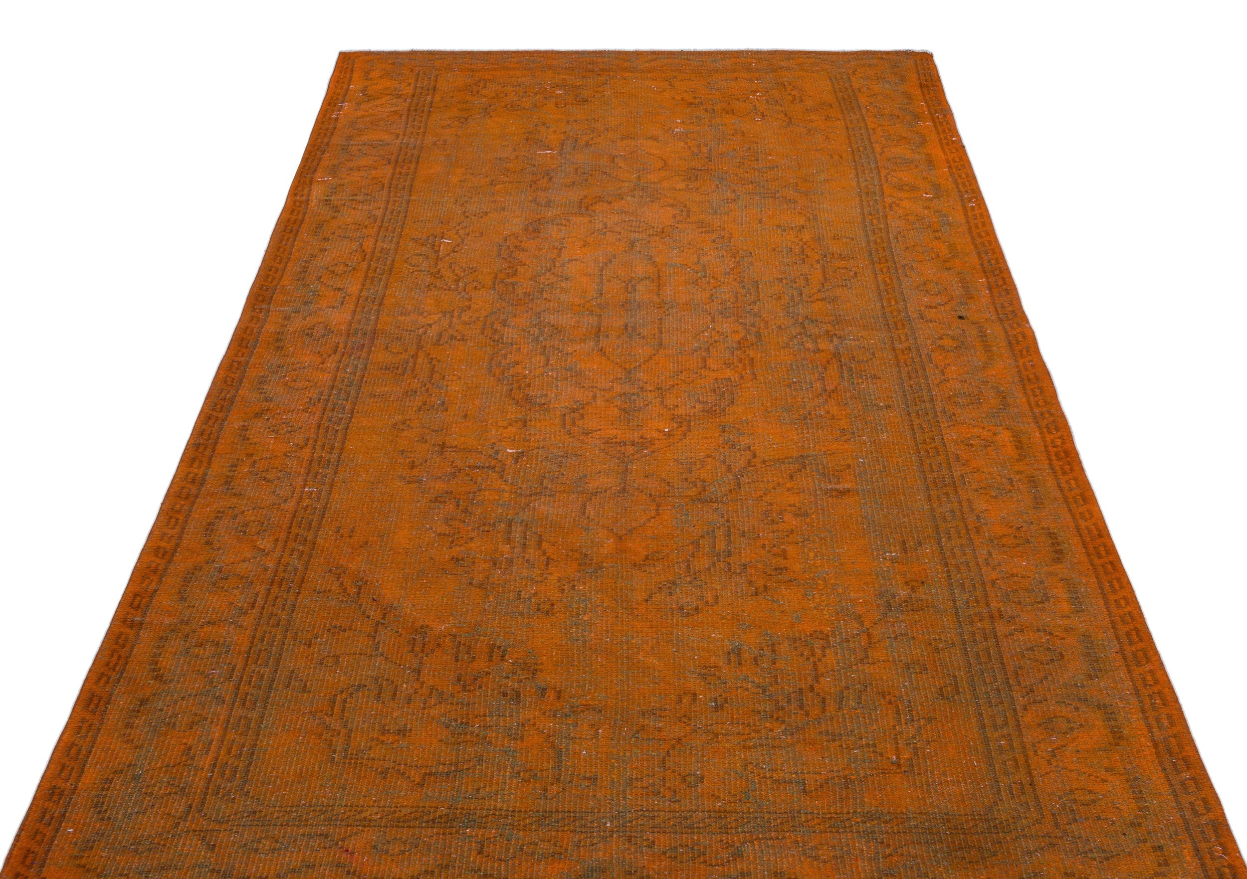 Atina Orange Vintage Wool Handmade Area Rug 5'1" x 8'10"