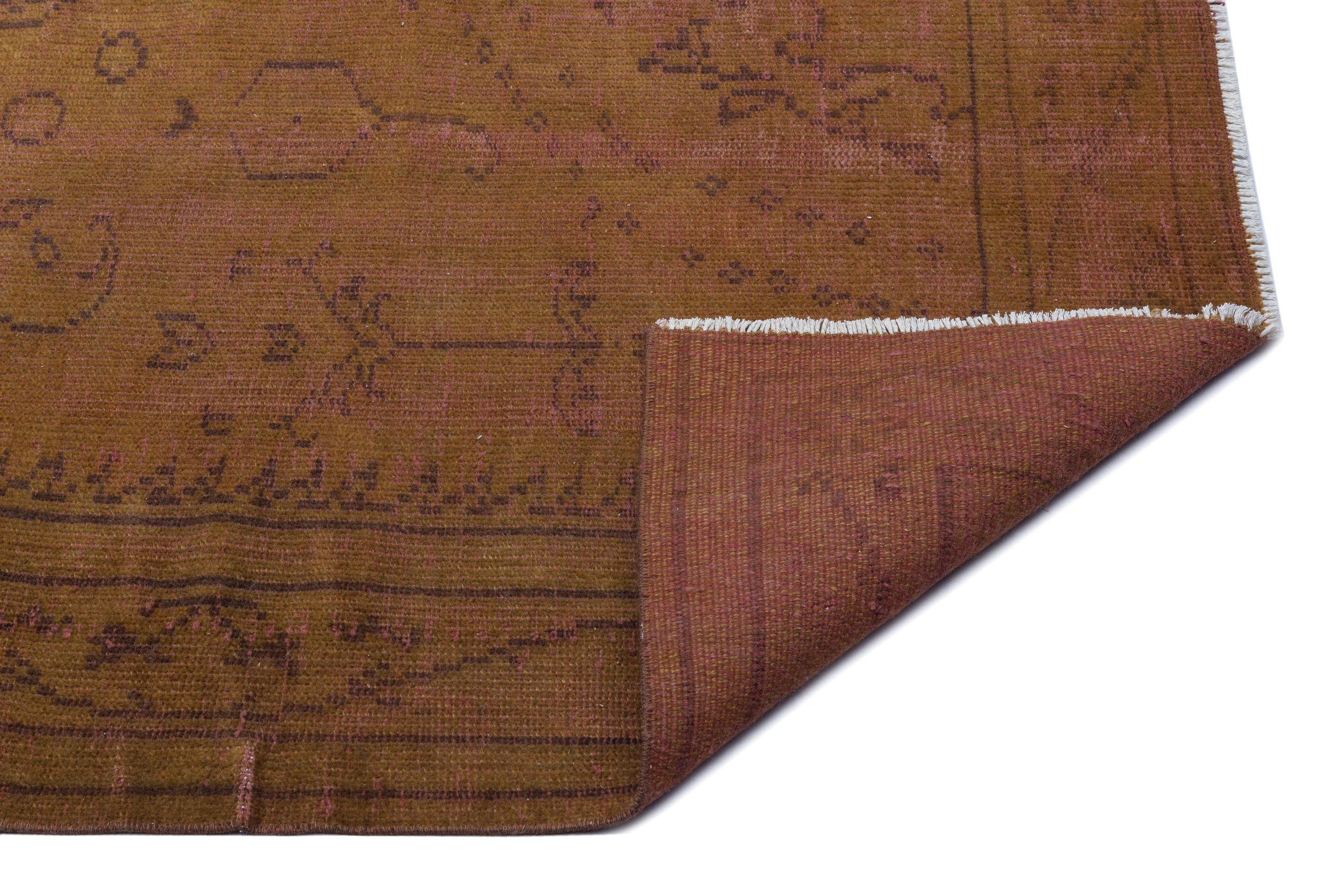 Atina Brown Vintage Wool Handmade Area Rug 5'1" x 8'3"