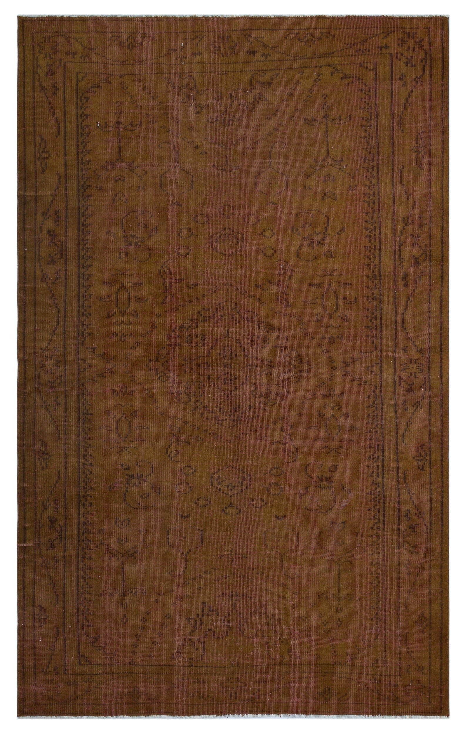 Atina Brown Vintage Wool Handmade Area Rug 5'1" x 8'3"