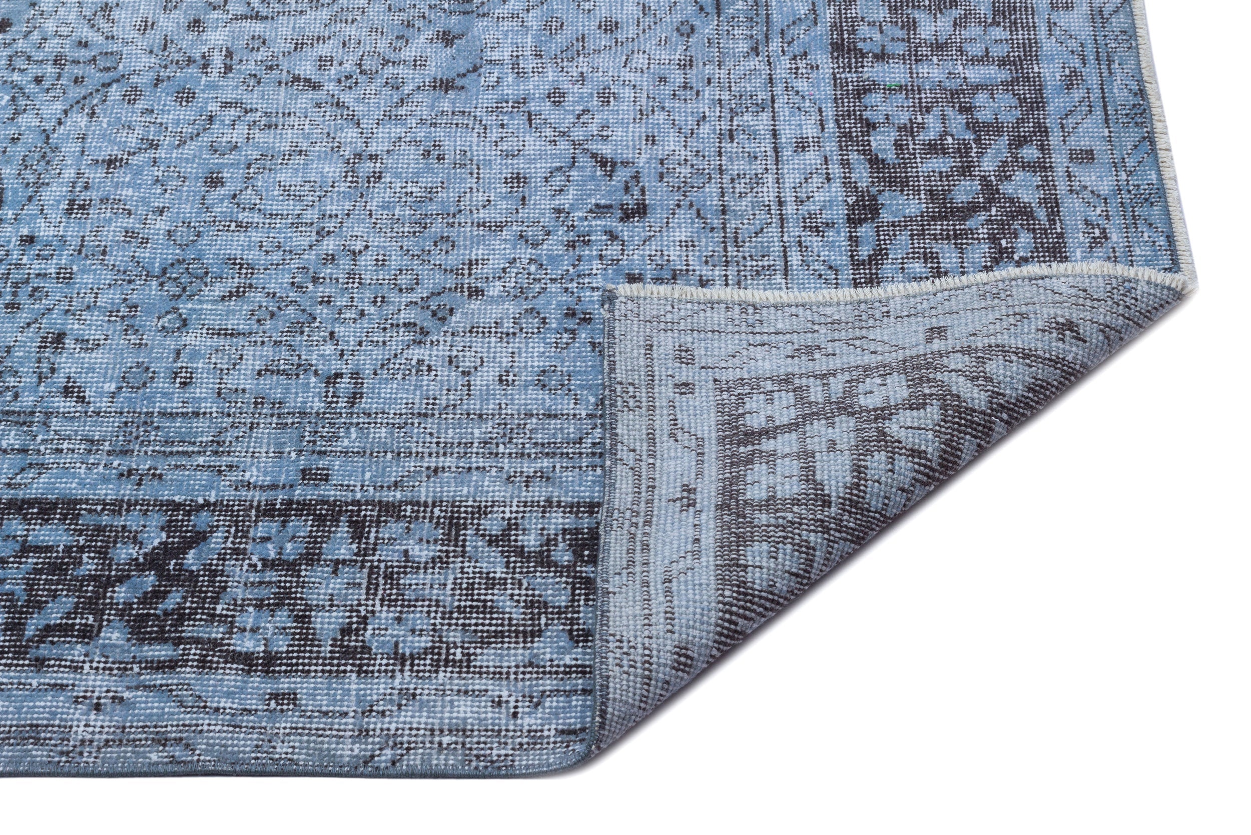Atina Blue Vintage Wool Handmade Area Rug 5'10" x 10'4"
