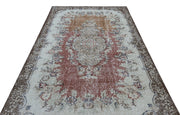 Atina Cream Vintage Wool Handmade Area Rug 5'10" x 9'9"