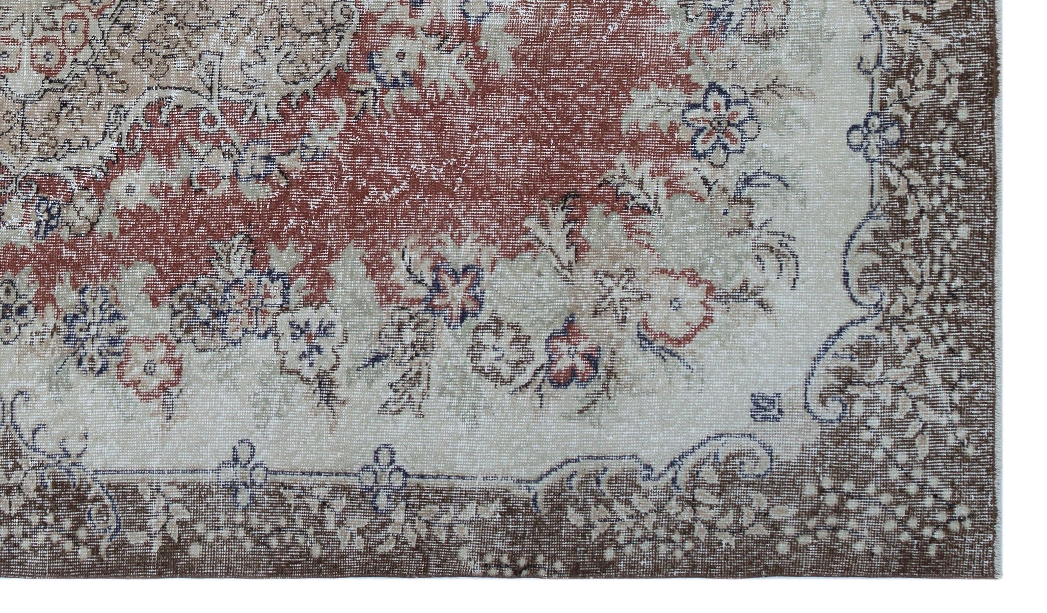 Atina Cream Vintage Wool Handmade Area Rug 5'10" x 9'9"