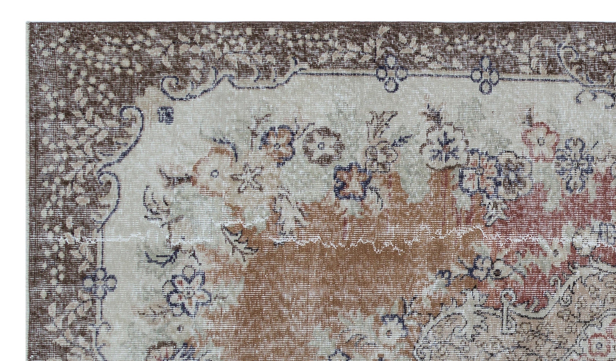 Atina Cream Vintage Wool Handmade Area Rug 5'10" x 9'9"