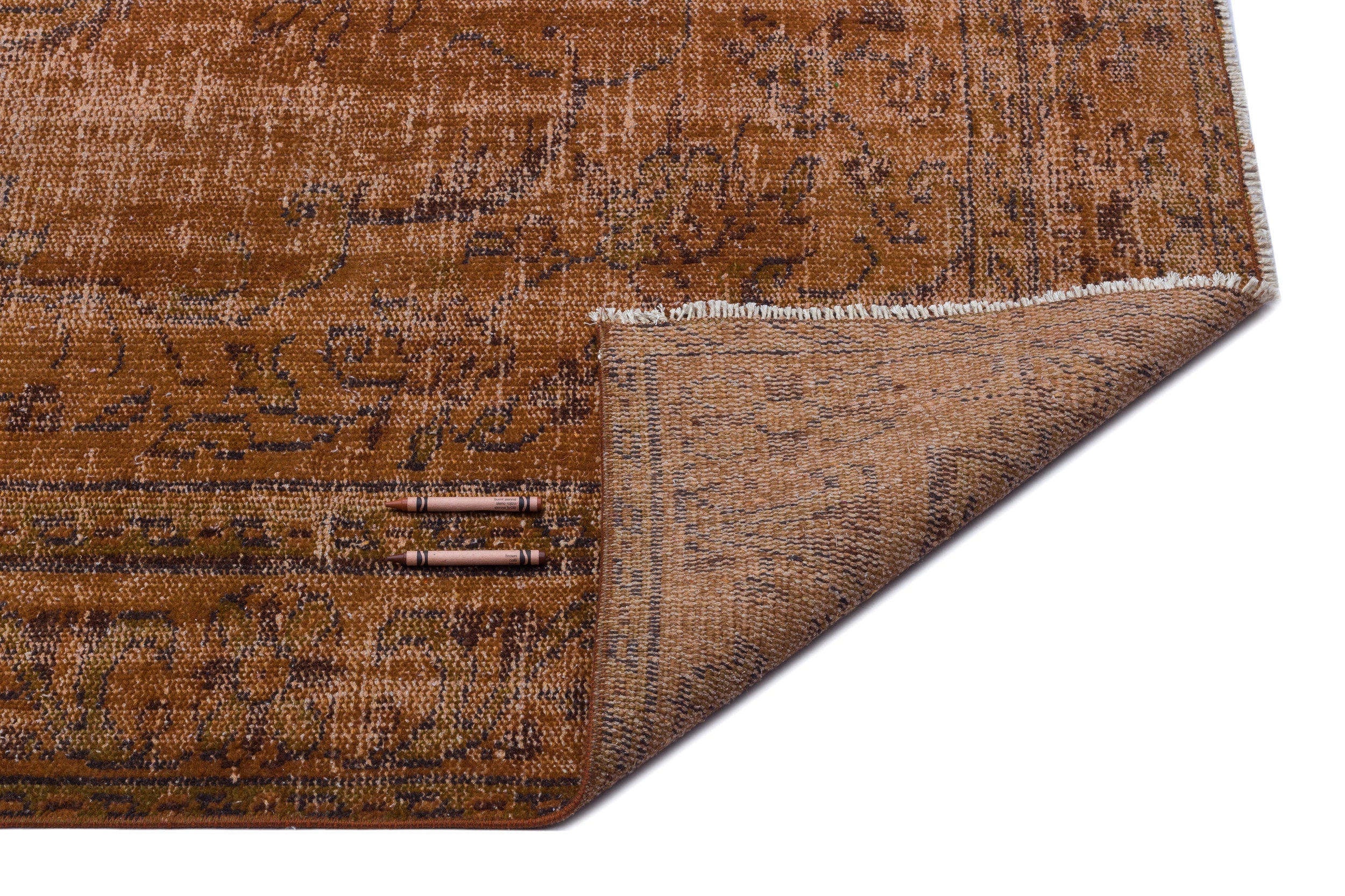 Atina Brown Vintage Wool Handmade Area Rug 5'6" x 10'0"